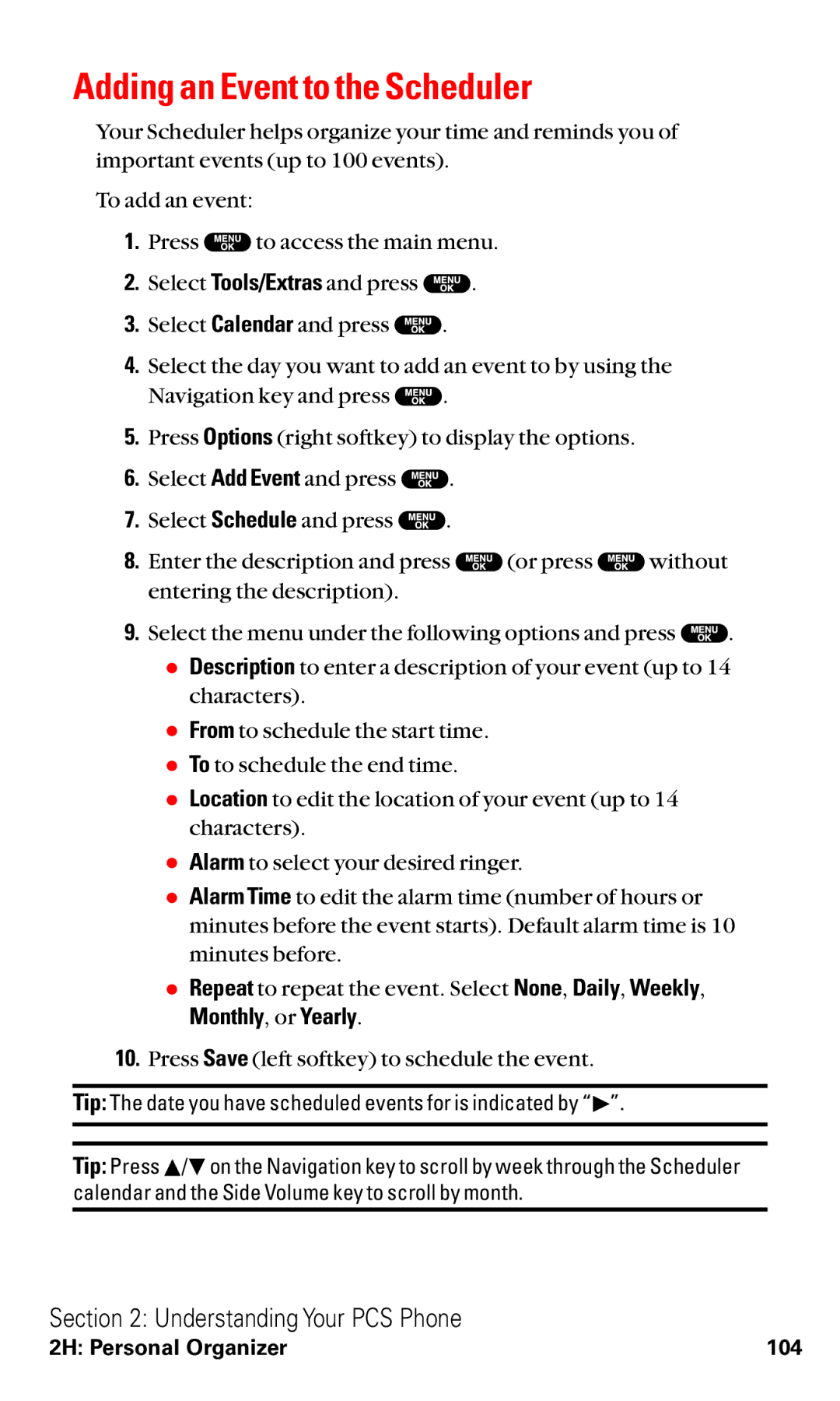 Sanyo VM4500 manual Adding an Event to the Scheduler, Monthly, or Yearly 