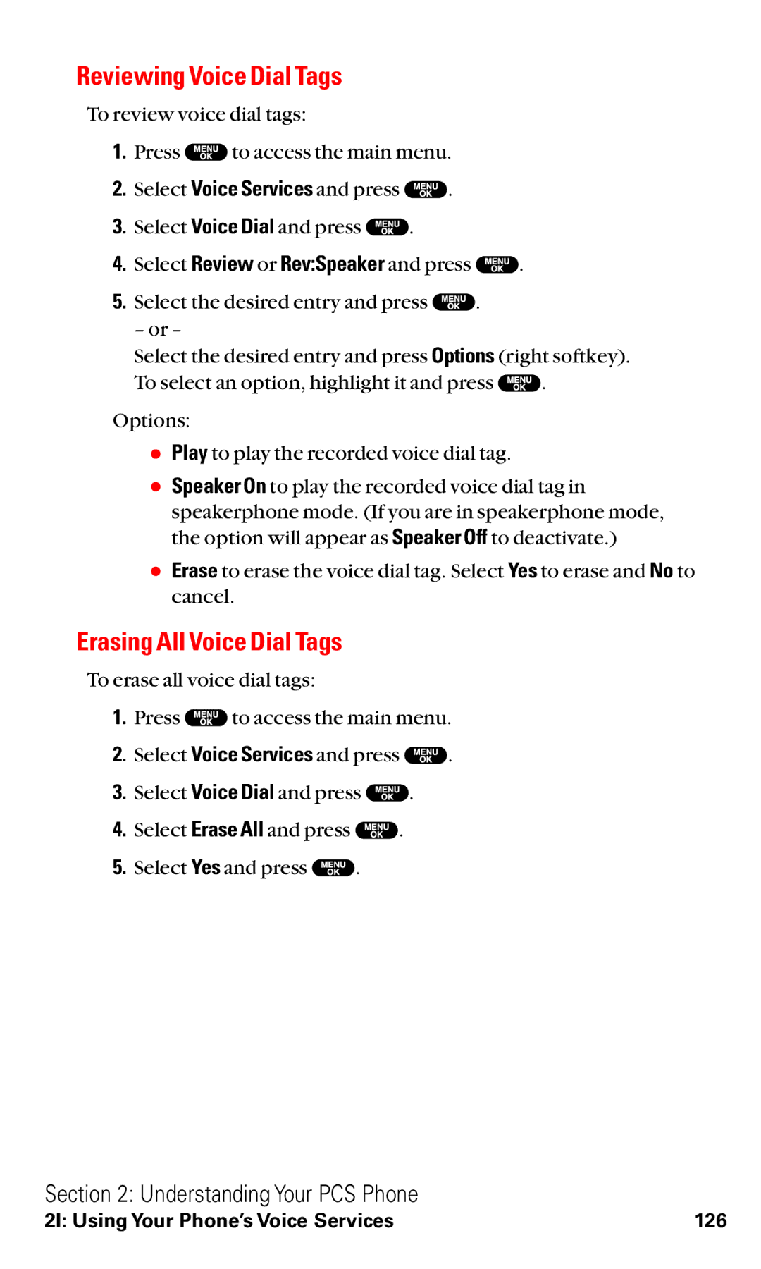 Sanyo VM4500 manual Reviewing Voice Dial Tags, Erasing All Voice Dial Tags 