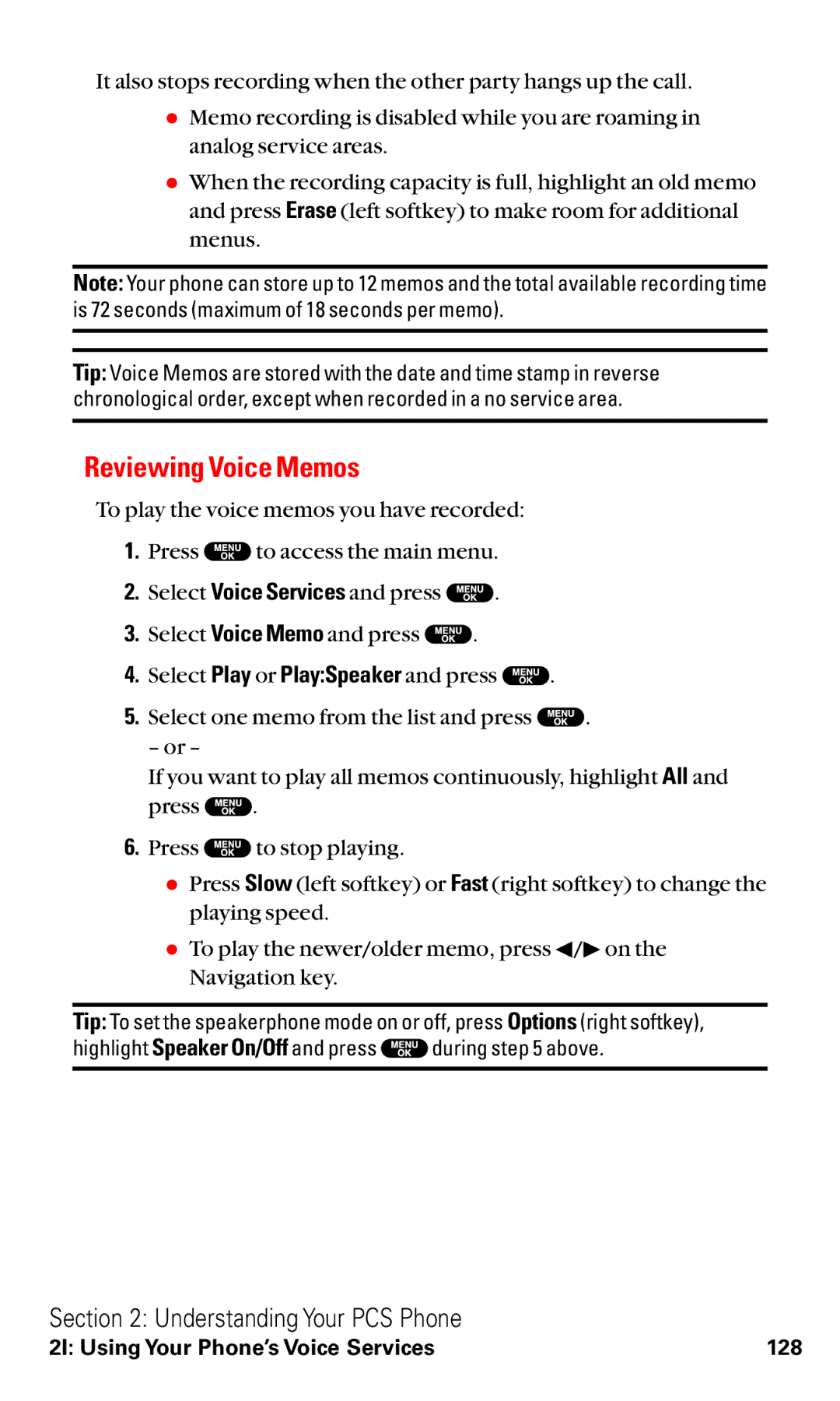 Sanyo VM4500 manual Reviewing Voice Memos 