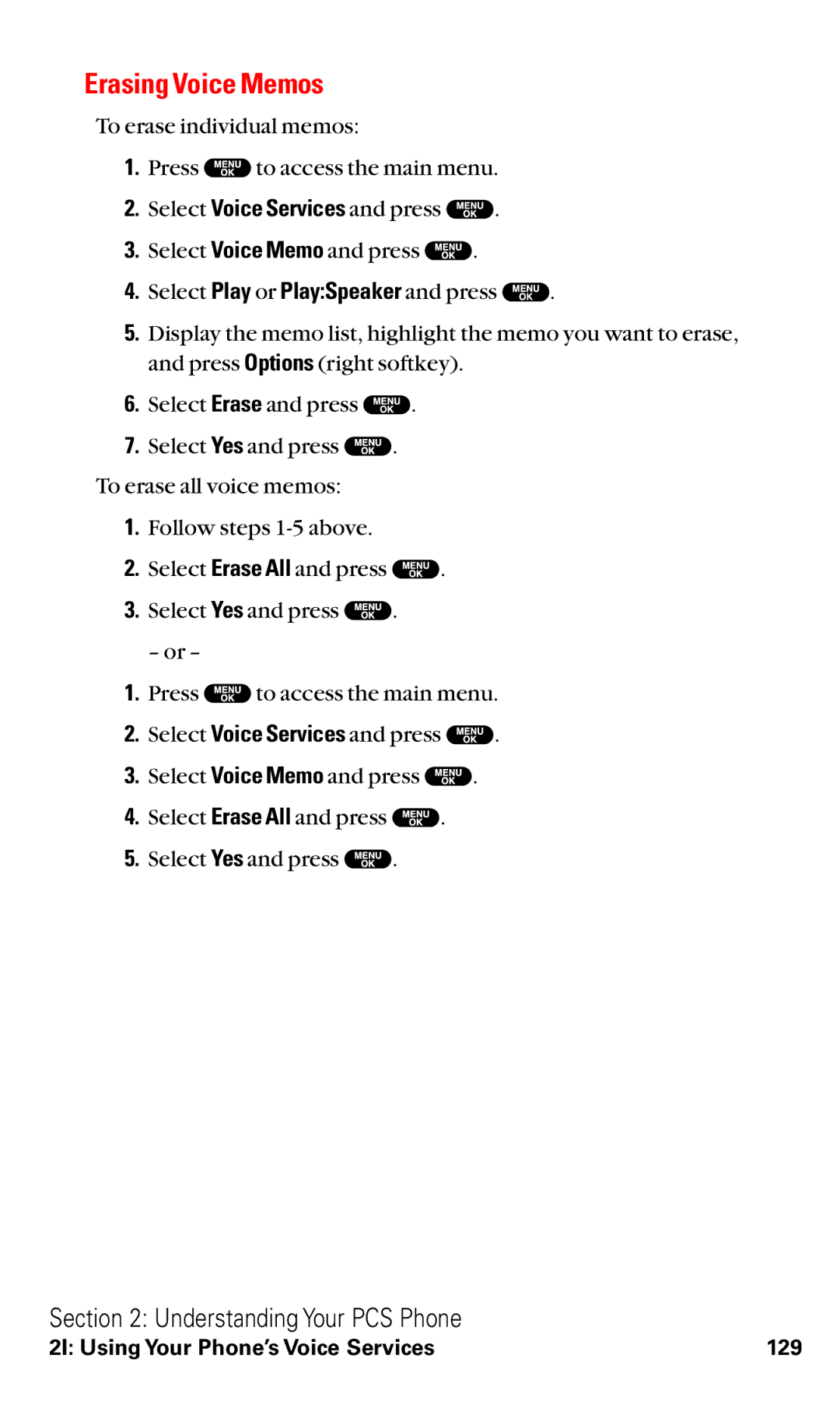 Sanyo VM4500 manual Erasing Voice Memos 