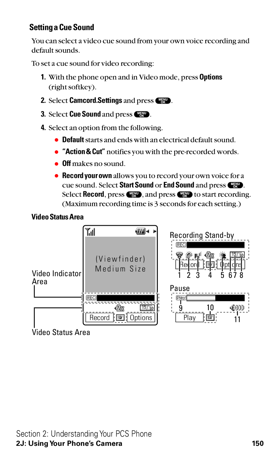 Sanyo VM4500 manual Setting a Cue Sound, Video Status Area 