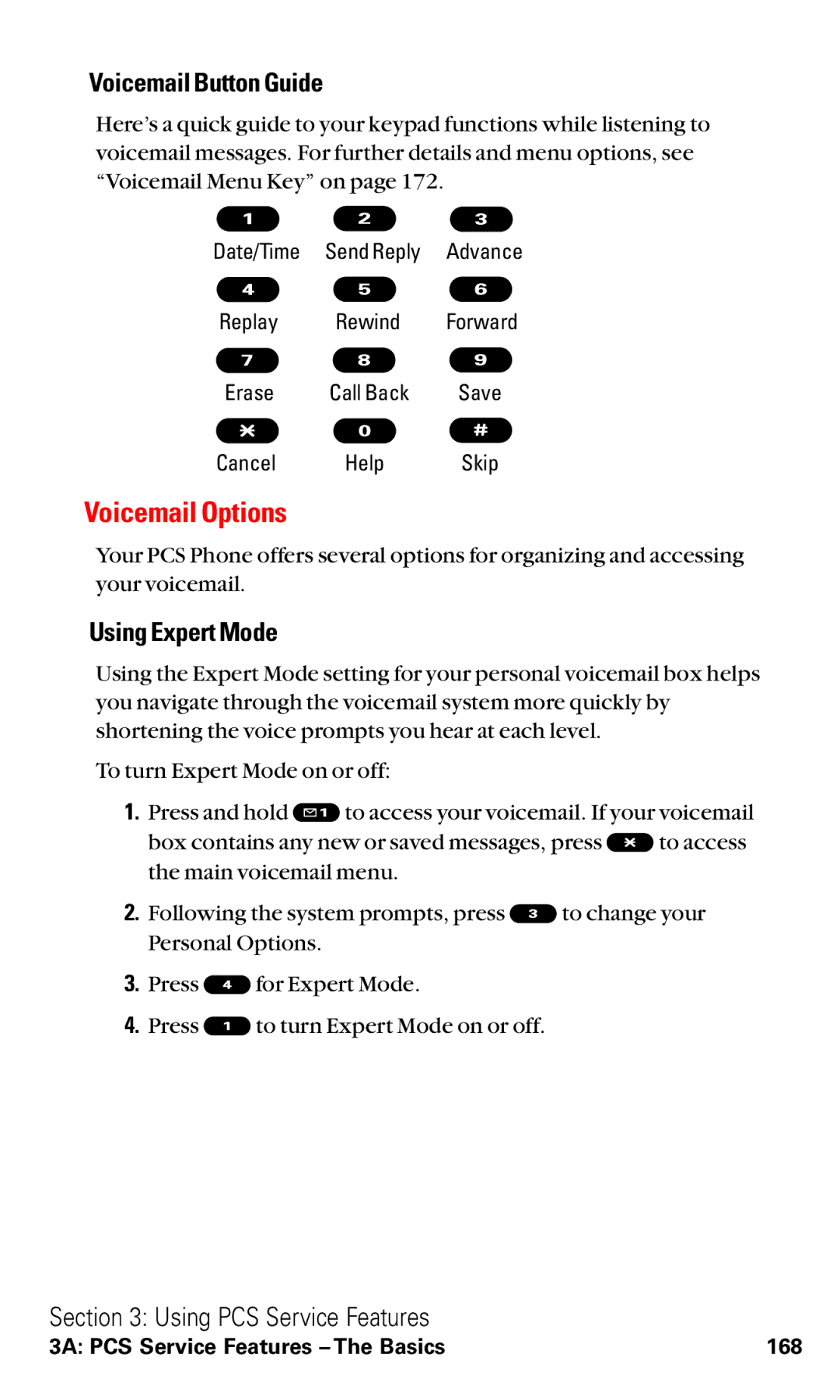 Sanyo VM4500 manual Voicemail Button Guide, Using Expert Mode 