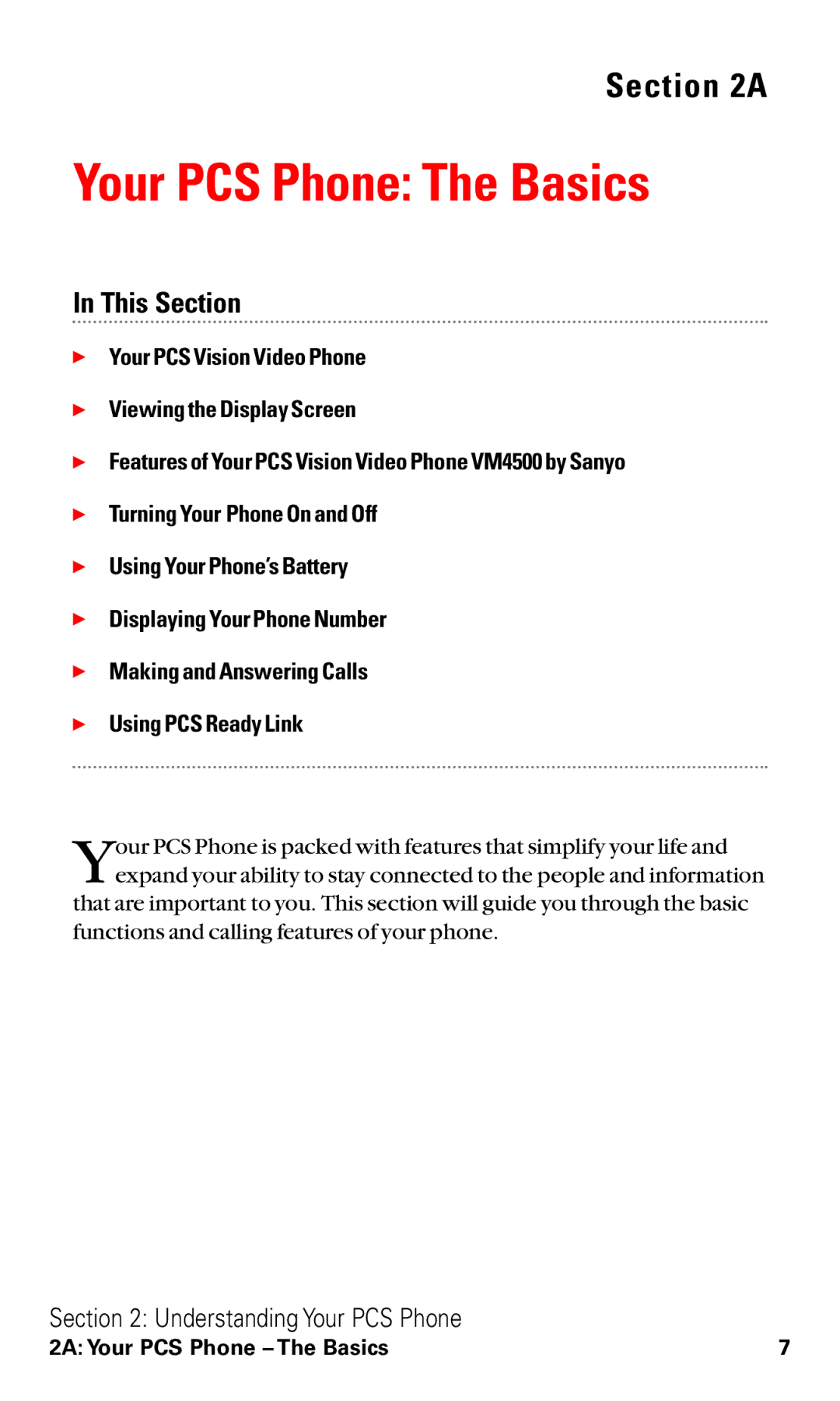 Sanyo VM4500 manual Your PCS Phone The Basics 