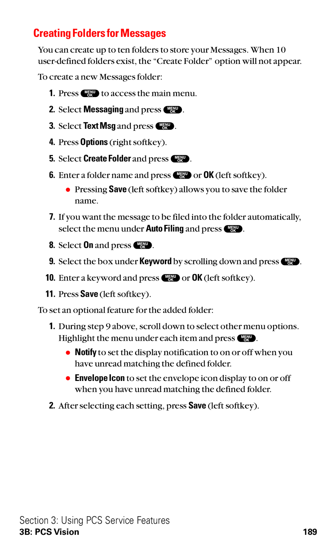 Sanyo VM4500 manual Creating Folders for Messages 