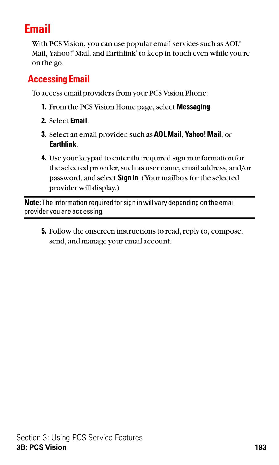 Sanyo VM4500 manual Accessing Email, Earthlink 