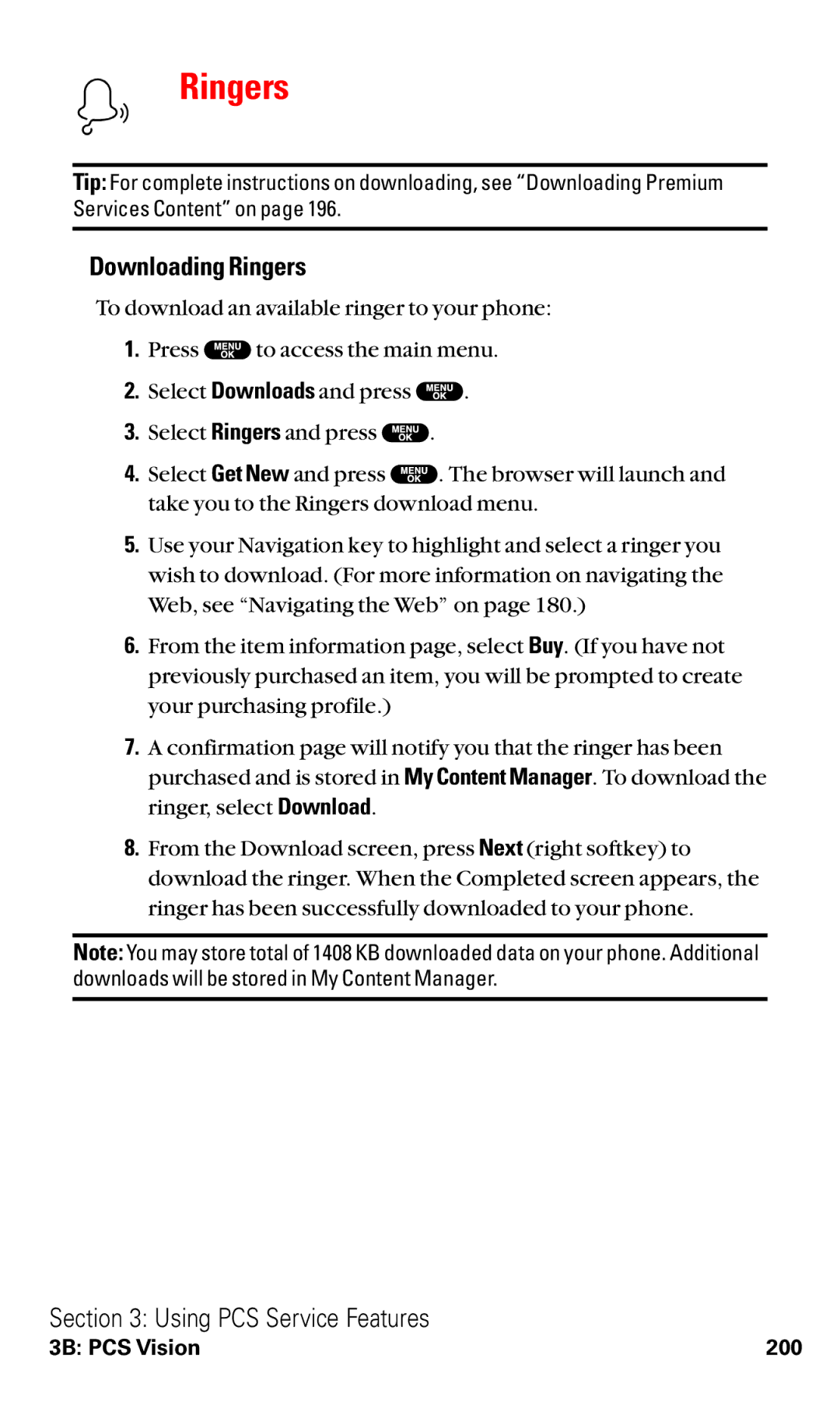 Sanyo VM4500 manual Downloading Ringers 