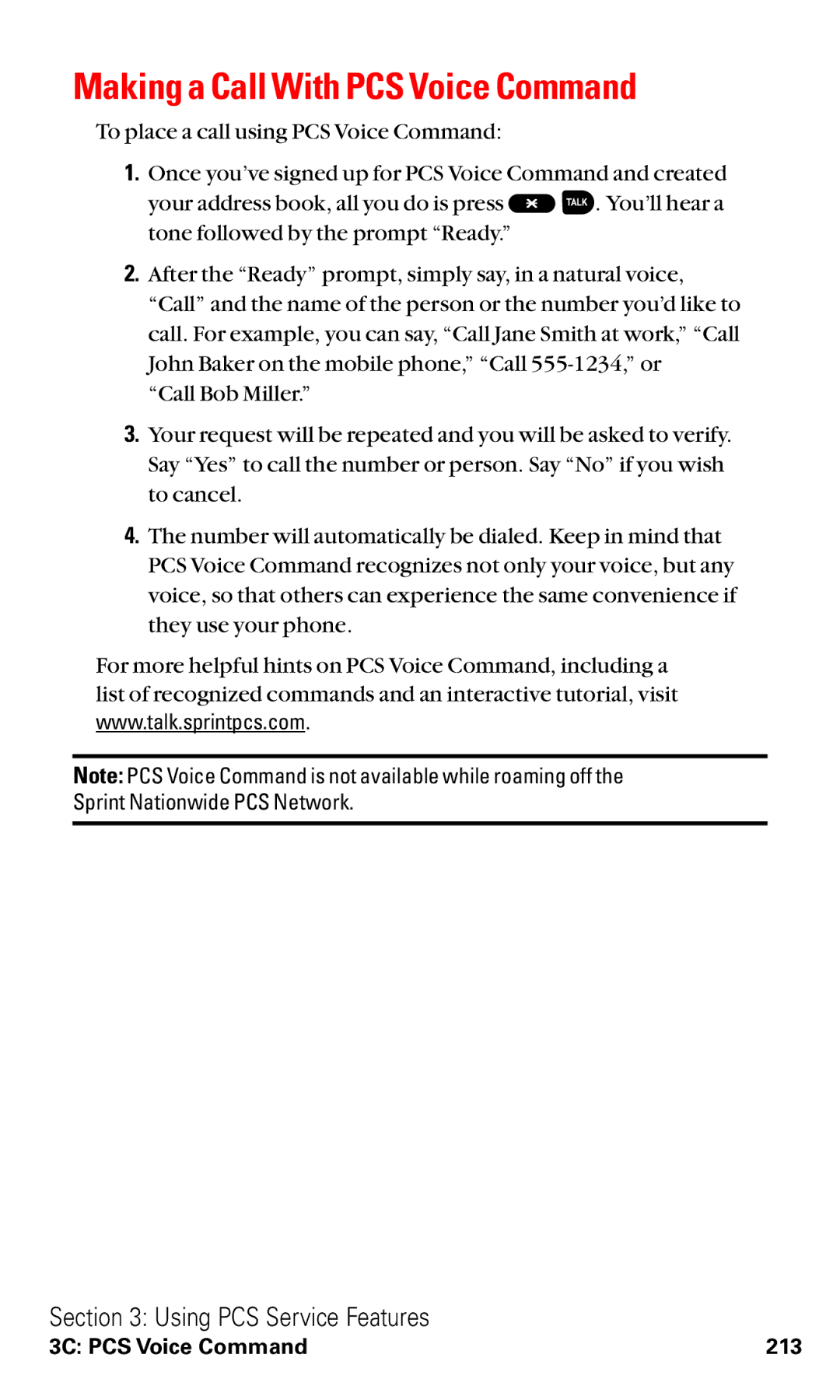 Sanyo VM4500 manual Making a Call With PCS Voice Command 