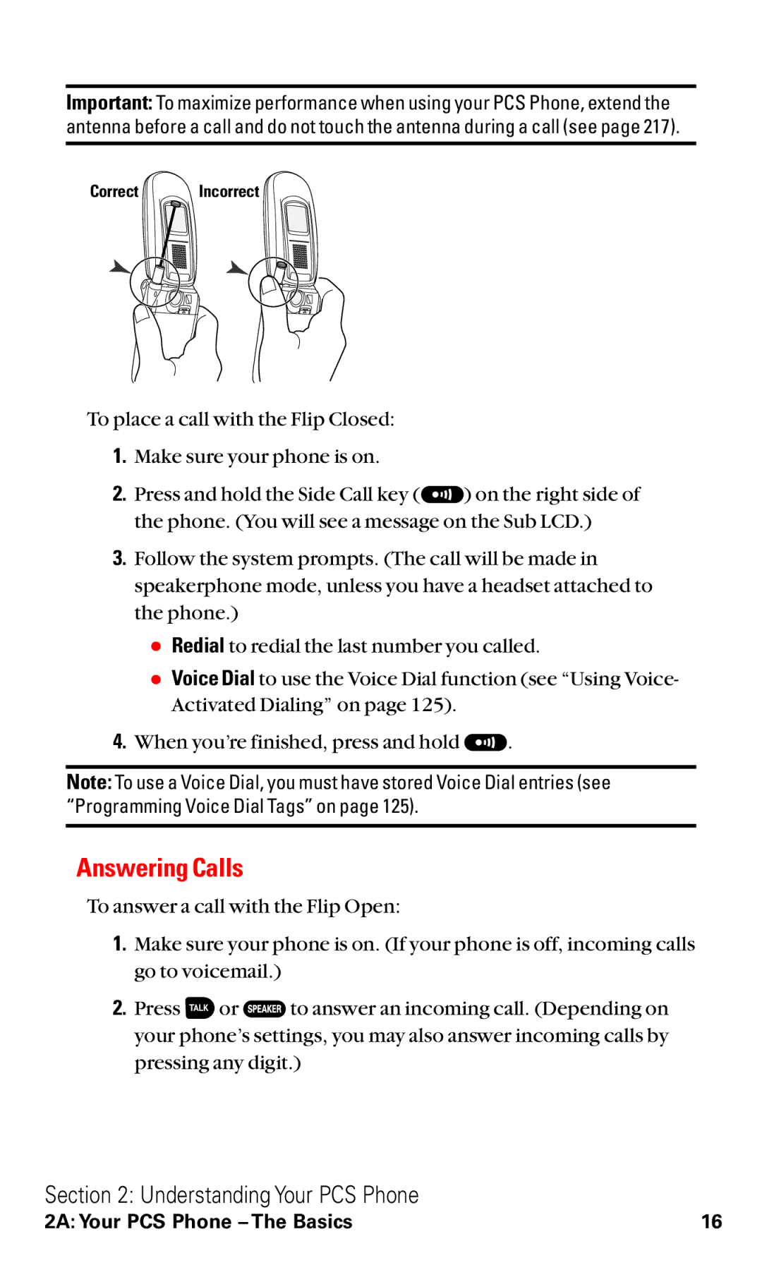 Sanyo VM4500 manual Answering Calls 