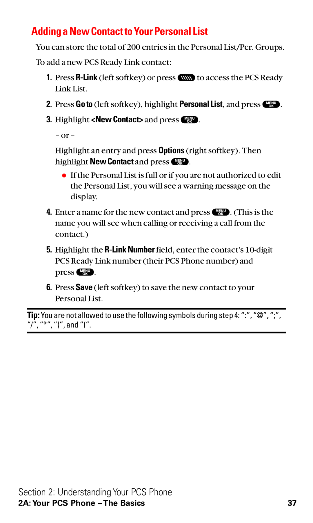 Sanyo VM4500 manual Adding a New Contact to Your Personal List 