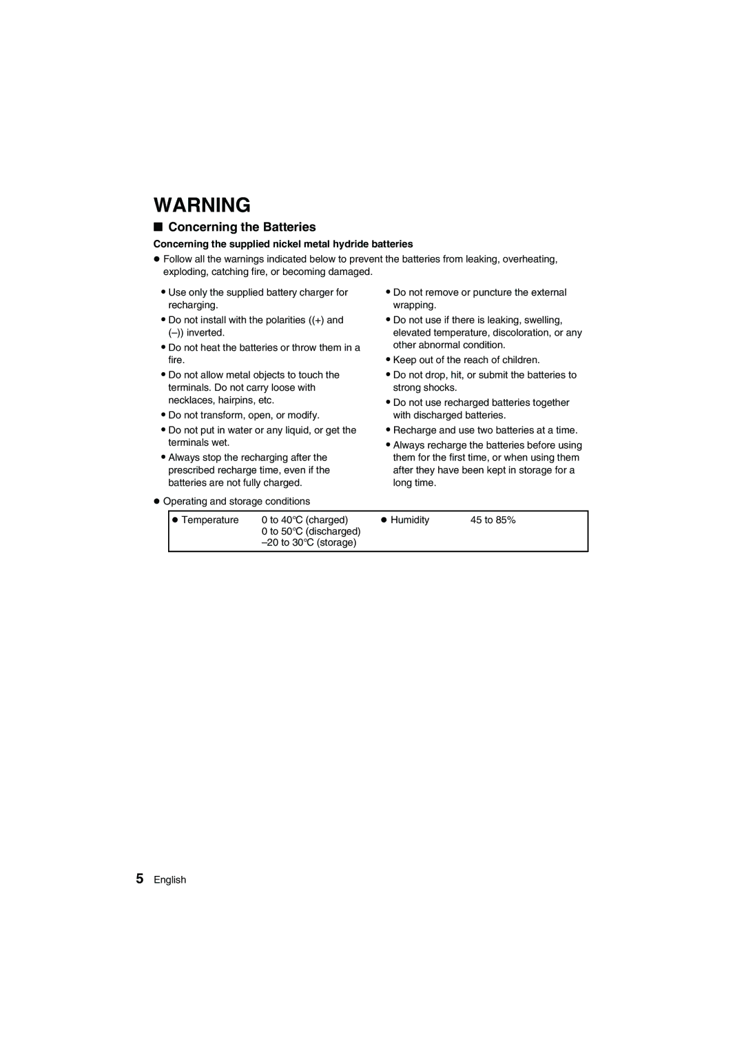 Sanyo VPC-AZ1E instruction manual Concerning the Batteries, Concerning the supplied nickel metal hydride batteries 