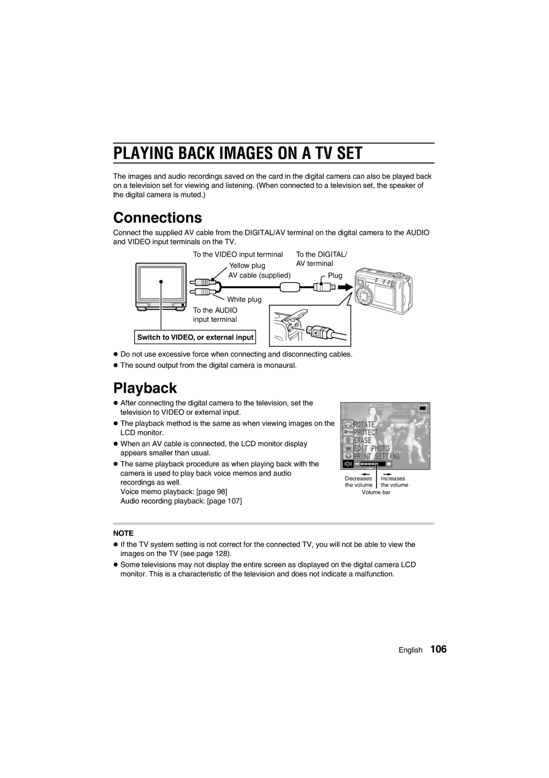 Sanyo VPC-AZ1E instruction manual Playing Back Images on a TV SET, Connections, Playback 