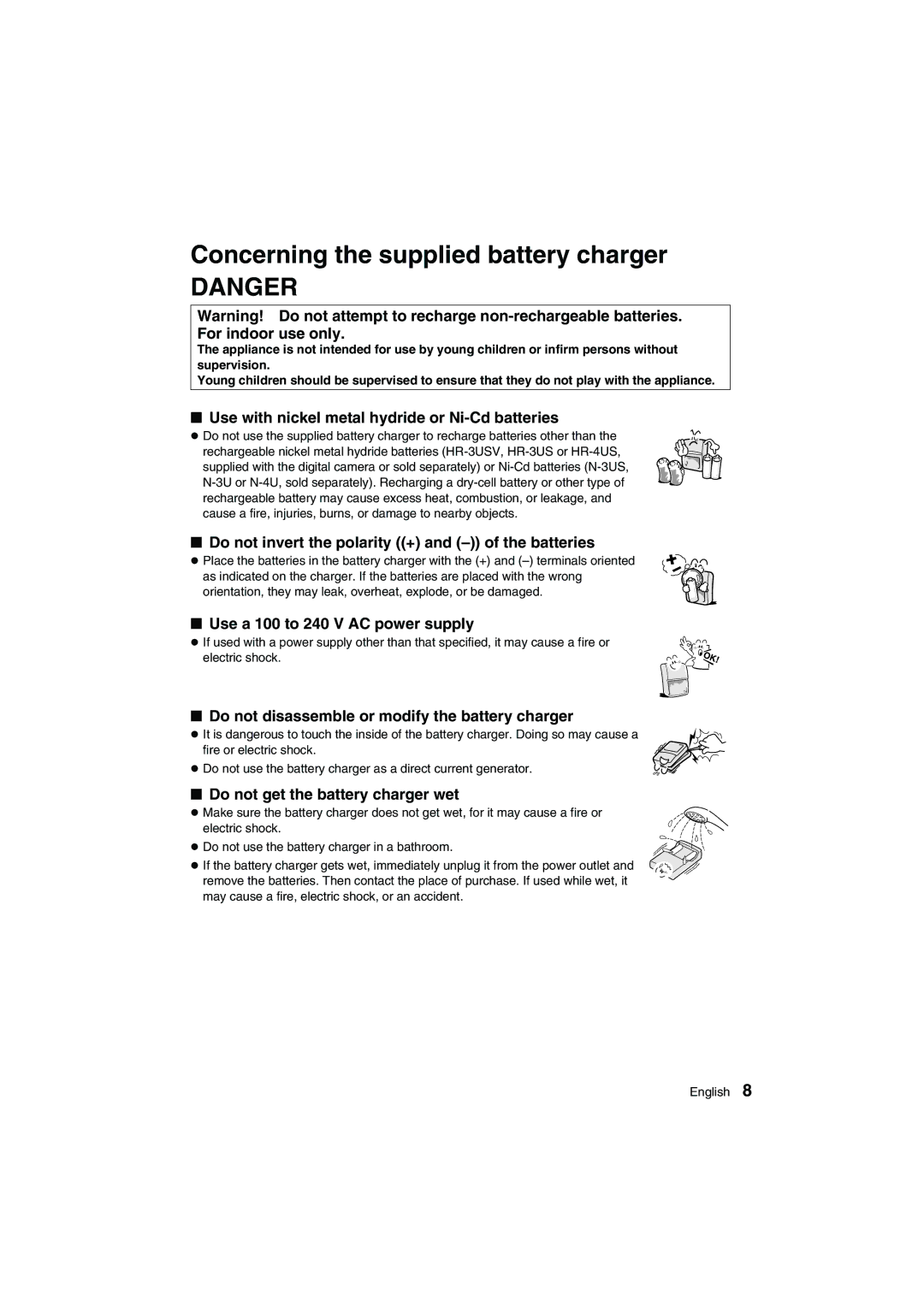 Sanyo VPC-AZ1E instruction manual Concerning the supplied battery charger 