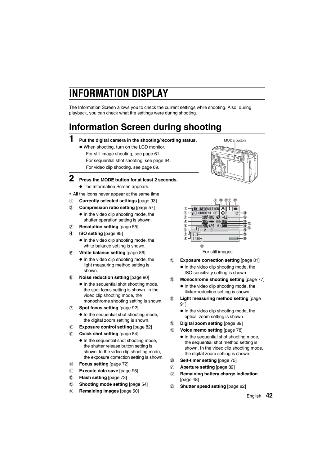 Sanyo VPC-AZ1E instruction manual Information Display, Information Screen during shooting 