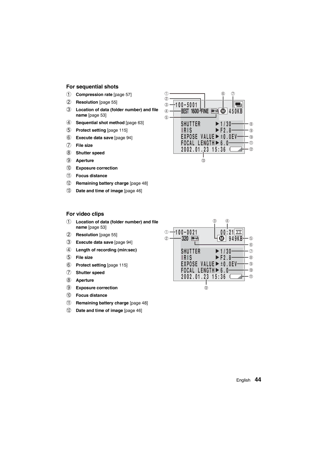 Sanyo VPC-AZ1E instruction manual For sequential shots, For video clips 