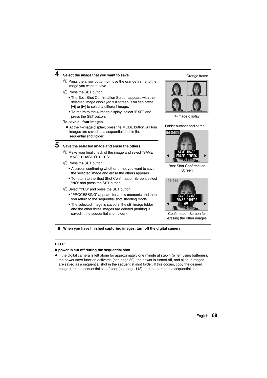 Sanyo VPC-AZ1E instruction manual Exit, Save Image Erase Others YES 