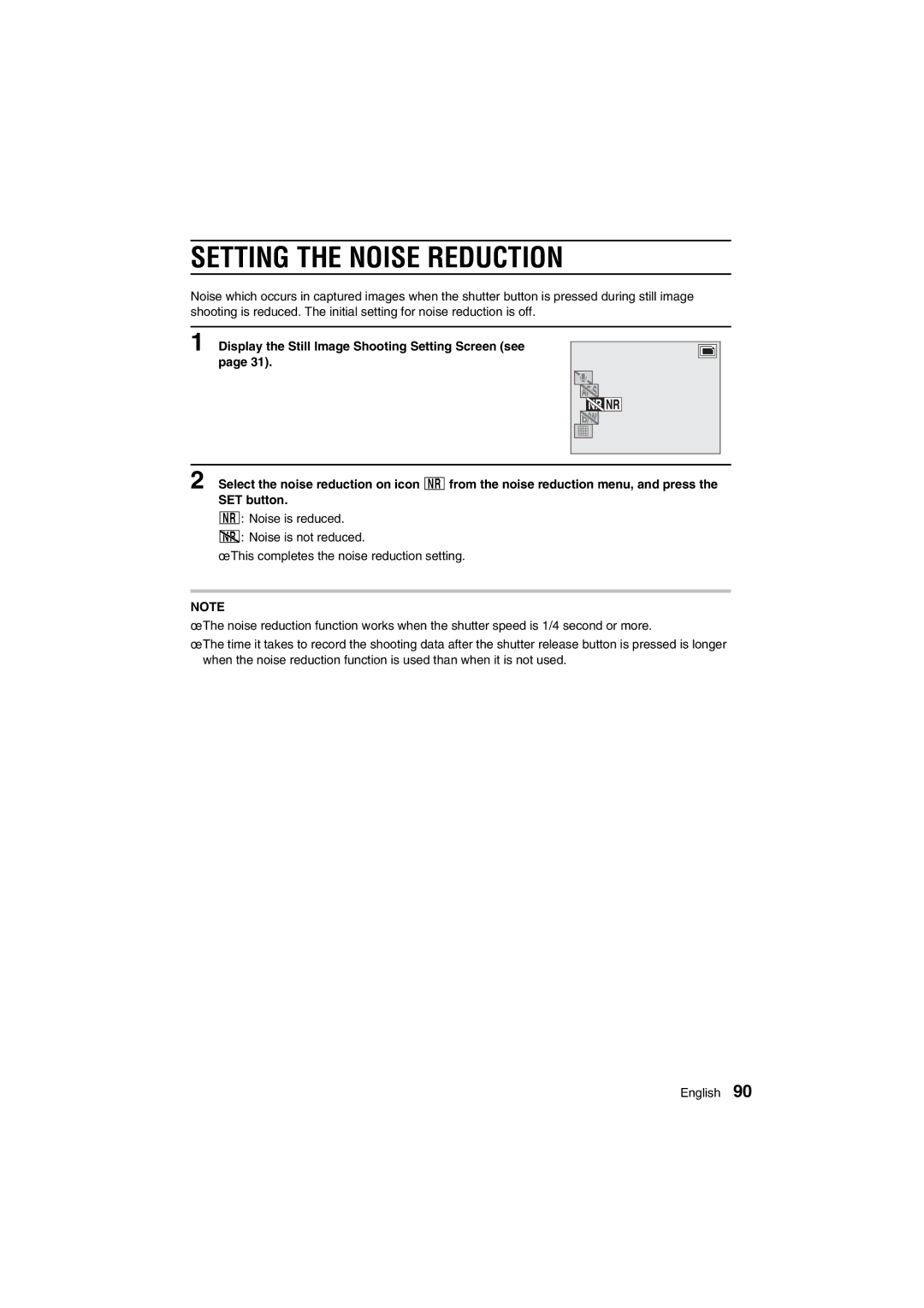 Sanyo VPC-AZ1E instruction manual Setting the Noise Reduction 