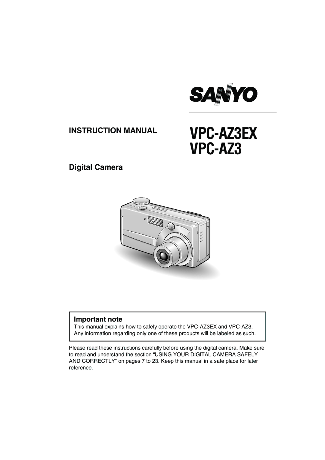 Sanyo VPC-AZ3 EX instruction manual VPC-AZ3EX VPC-AZ3 