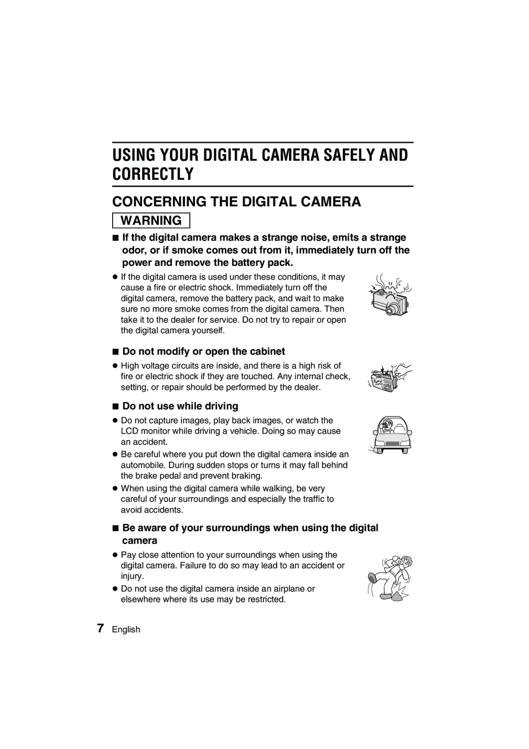 Sanyo VPC-AZ3 EX instruction manual Using Your Digital Camera Safely and Correctly, Do not modify or open the cabinet 