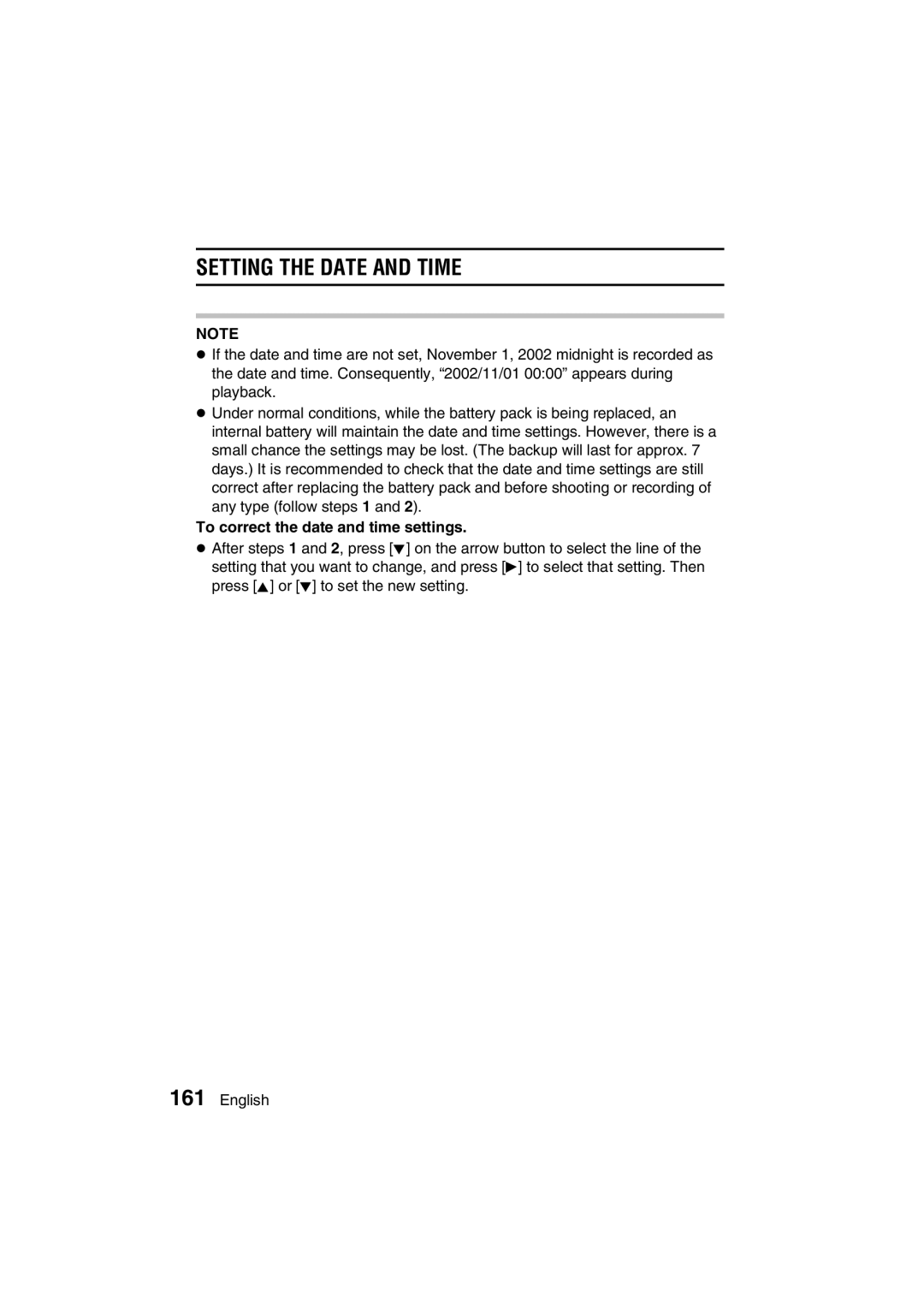 Sanyo VPC-AZ3 EX instruction manual To correct the date and time settings 