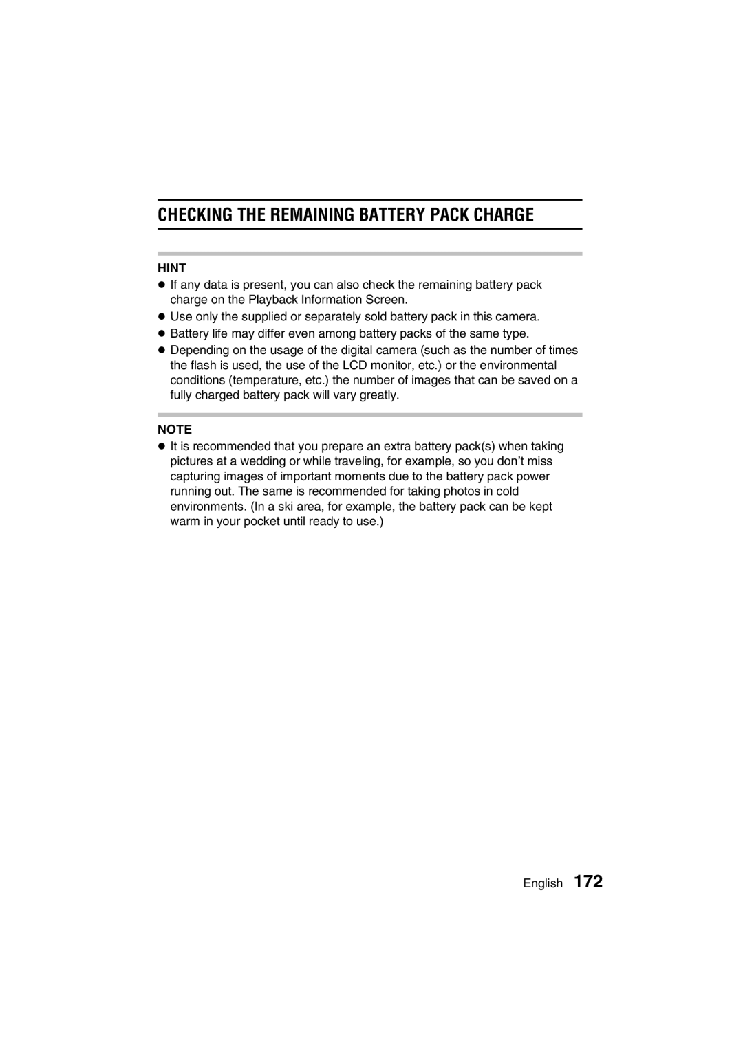 Sanyo VPC-AZ3 EX instruction manual Checking the Remaining Battery Pack Charge 