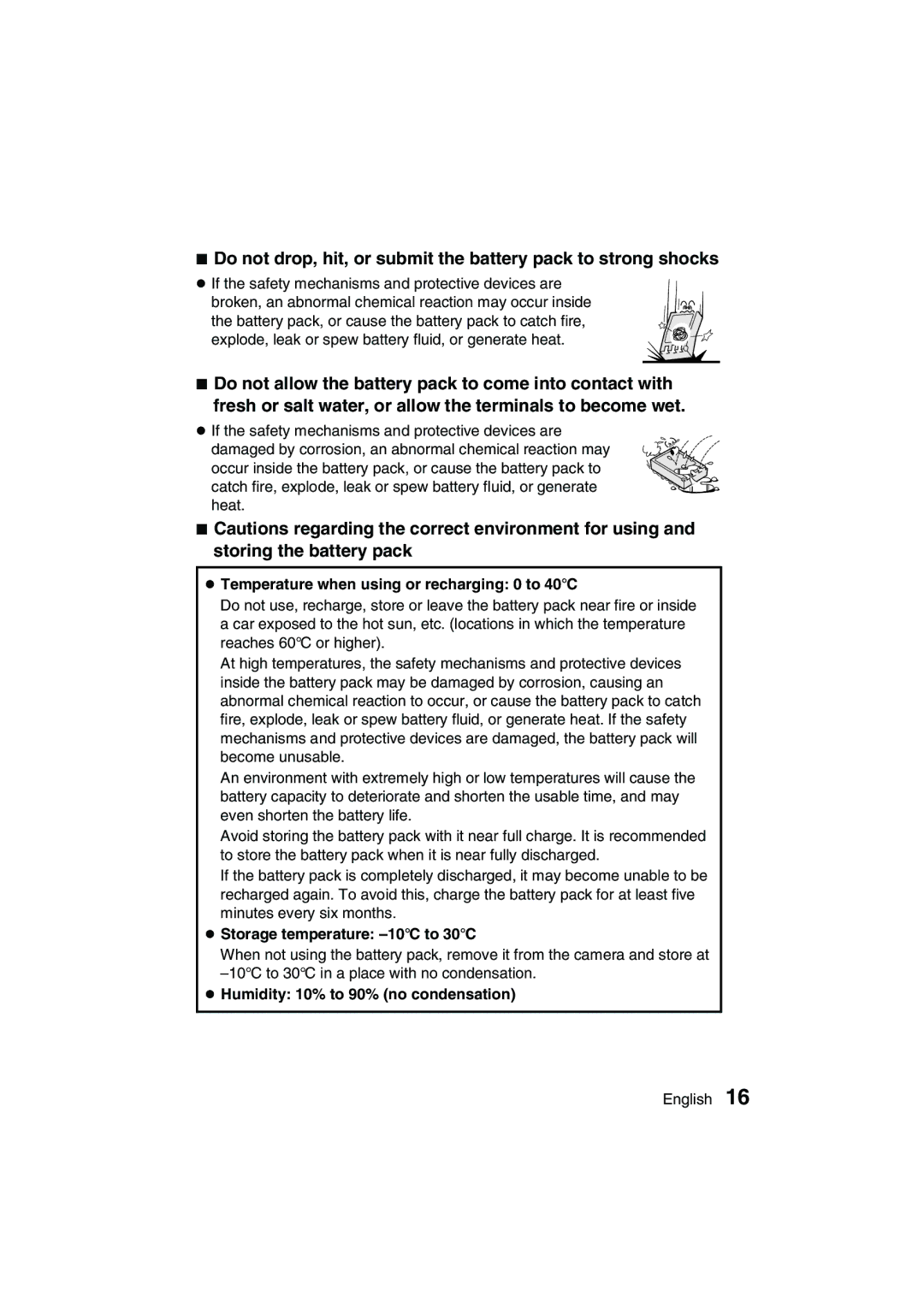 Sanyo VPC-AZ3 EX instruction manual Temperature when using or recharging 0 to 40C, Storage temperature -10C to 30C 