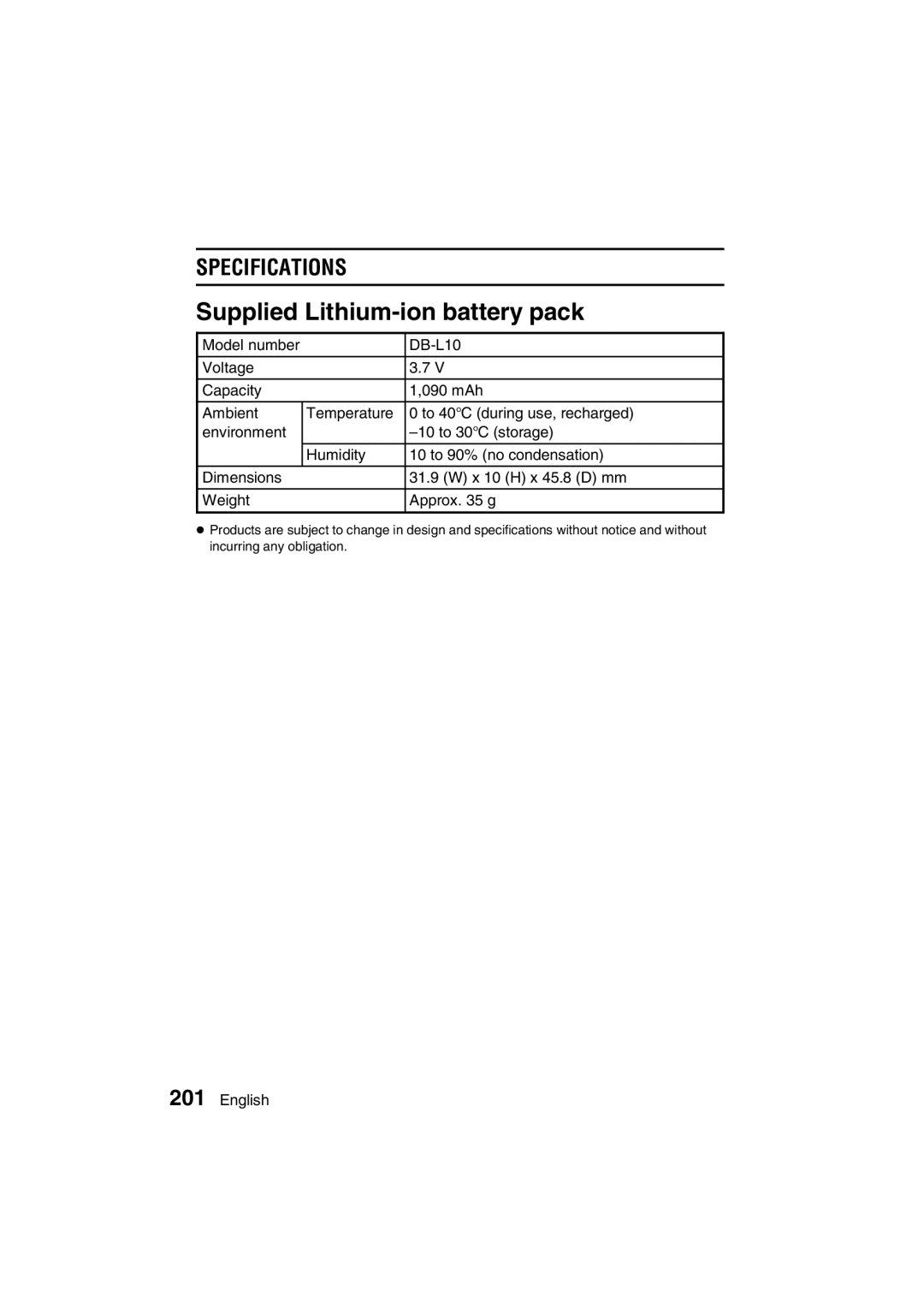 Sanyo VPC-AZ3 EX instruction manual Supplied Lithium-ion battery pack 