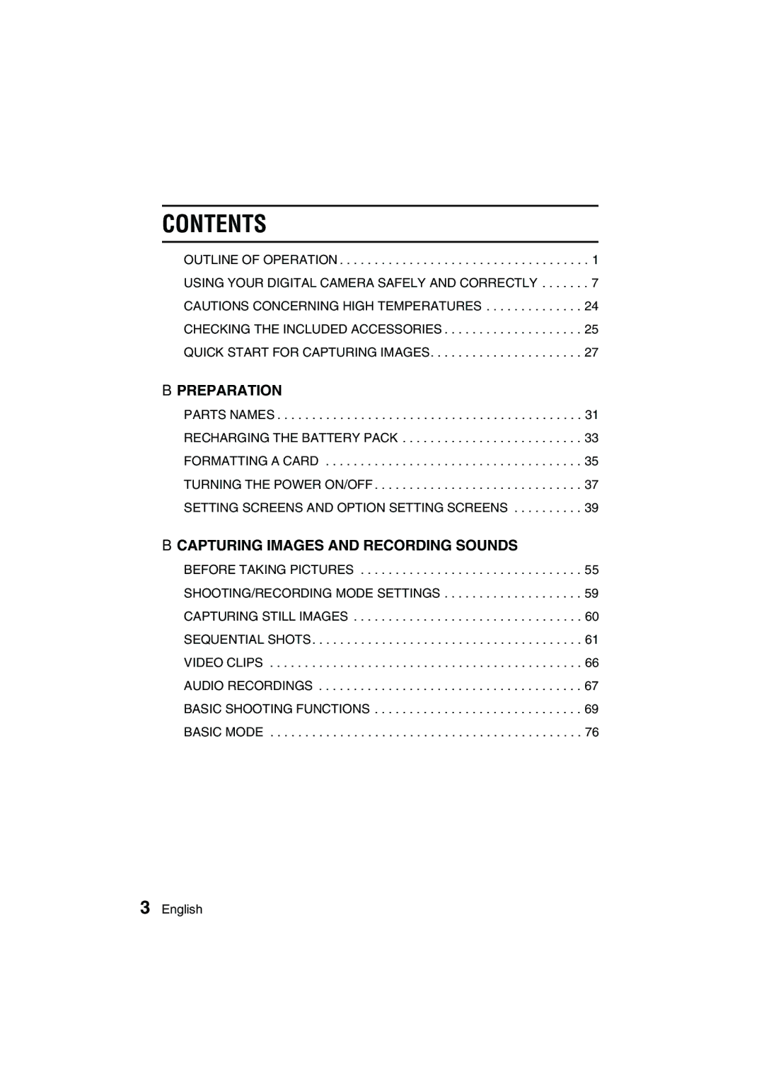 Sanyo VPC-AZ3 EX instruction manual Contents 