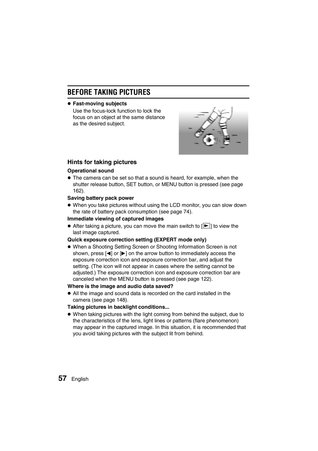 Sanyo VPC-AZ3 EX instruction manual Before Taking Pictures, Hints for taking pictures 