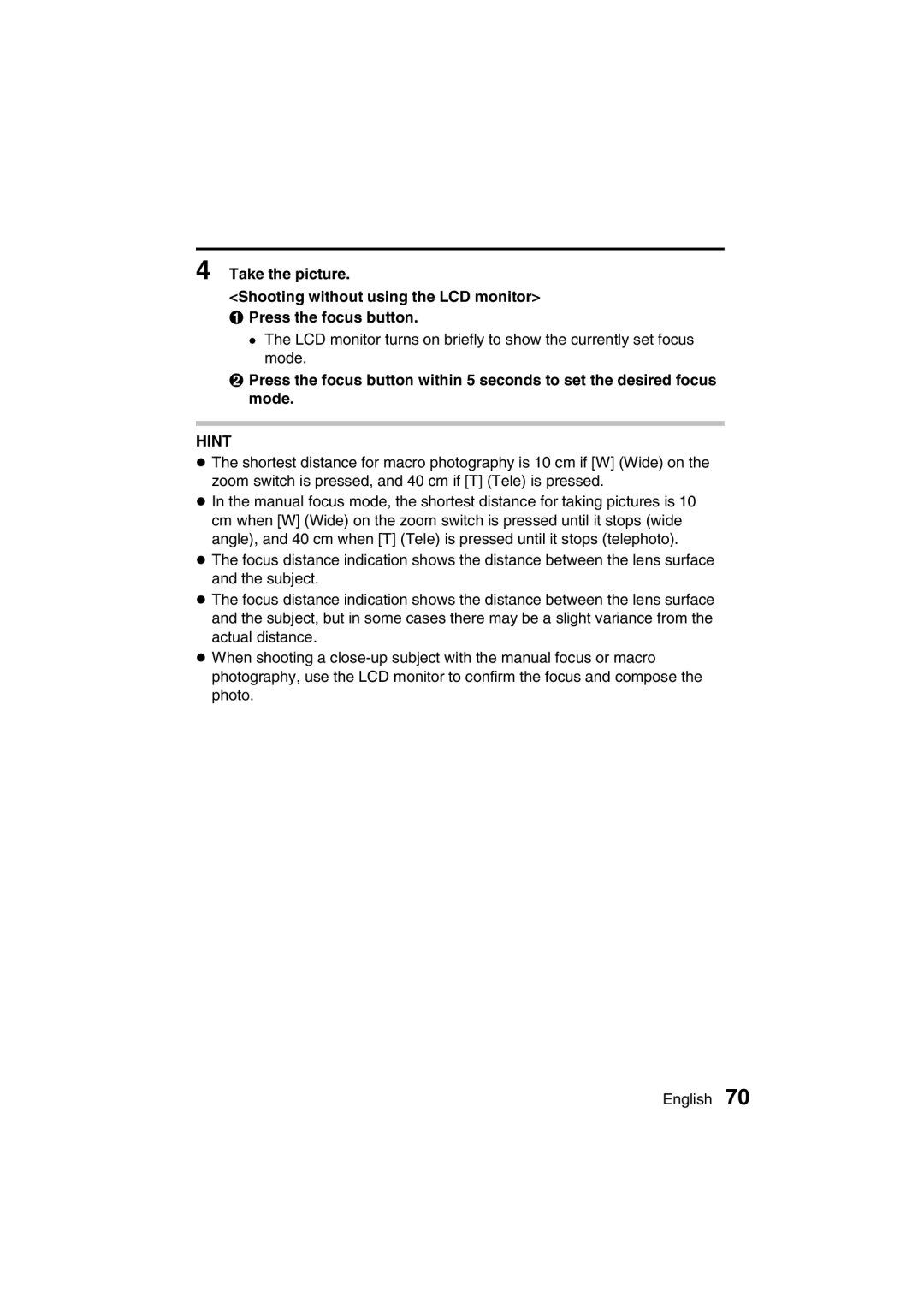 Sanyo VPC-AZ3 EX instruction manual Hint 