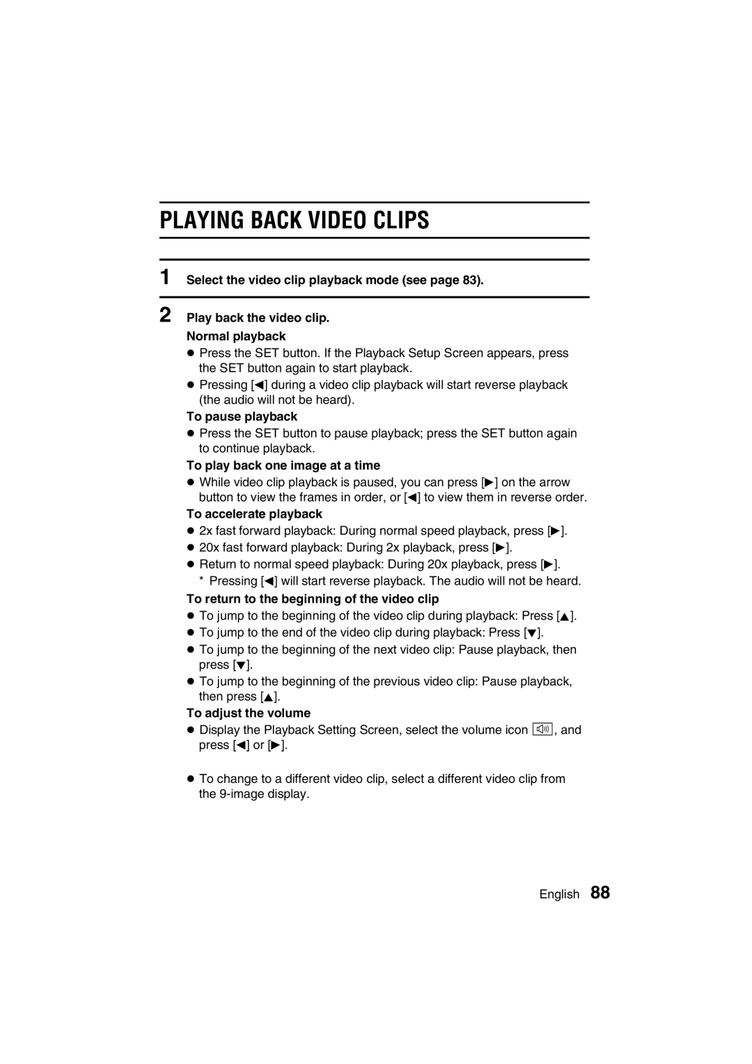 Sanyo VPC-AZ3 EX instruction manual Playing Back Video Clips 