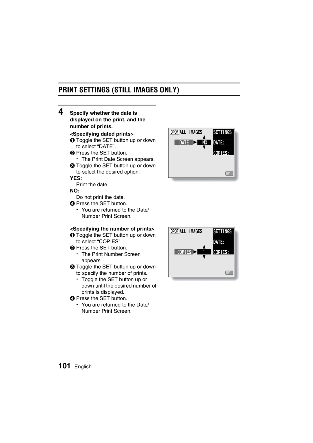 Sanyo VPC-C1EX instruction manual ALL Images Settings Date Copies 