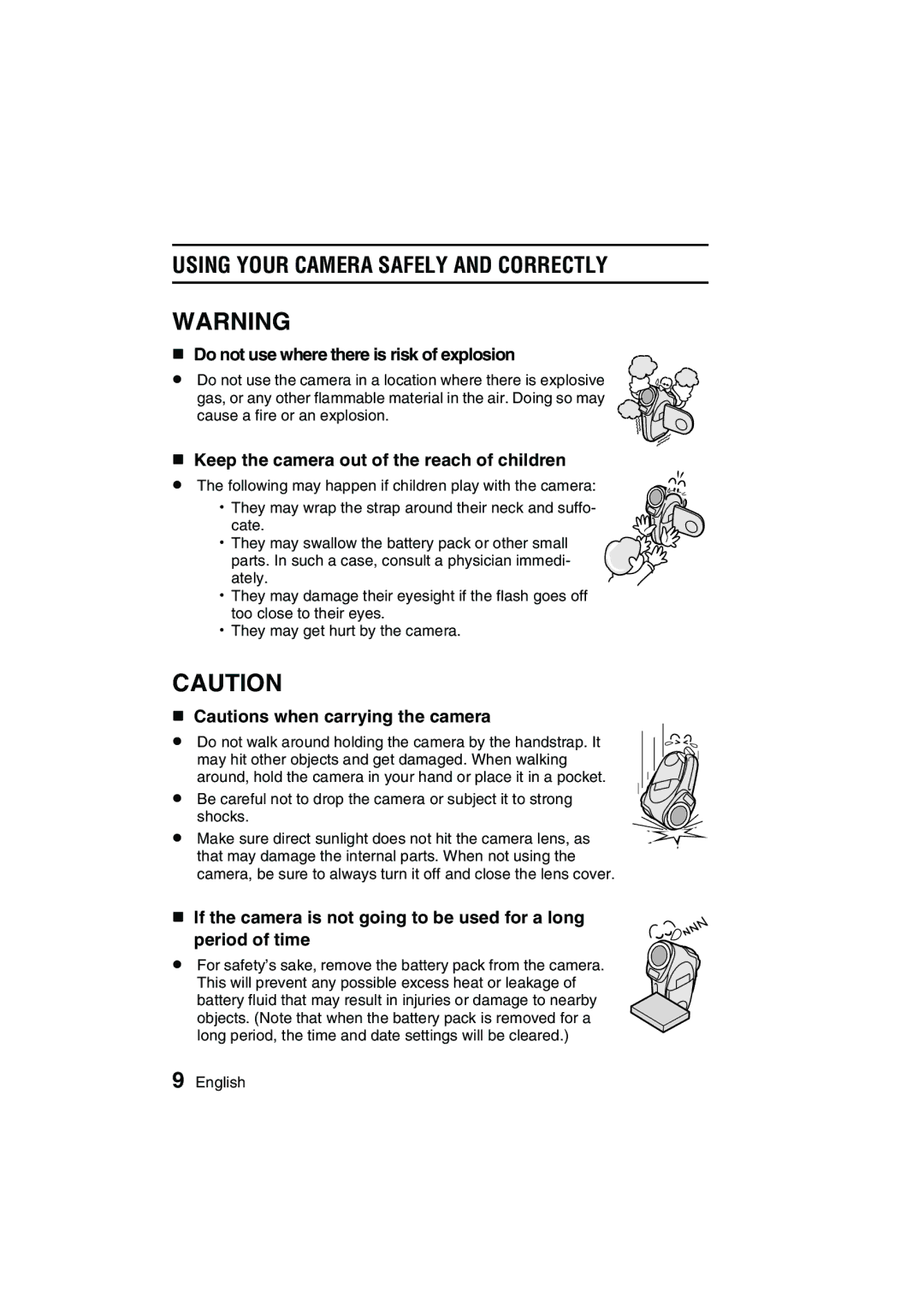 Sanyo VPC-C1EX Do not use where there is risk of explosion, Keep the camera out of the reach of children 