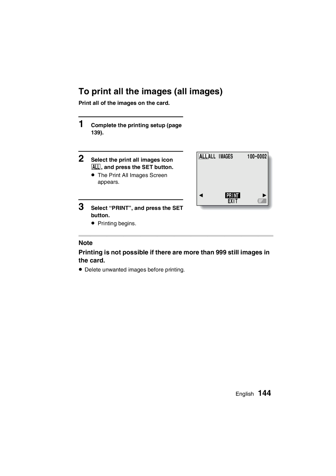 Sanyo VPC-C1EX instruction manual Select PRINT, and press the SET button 