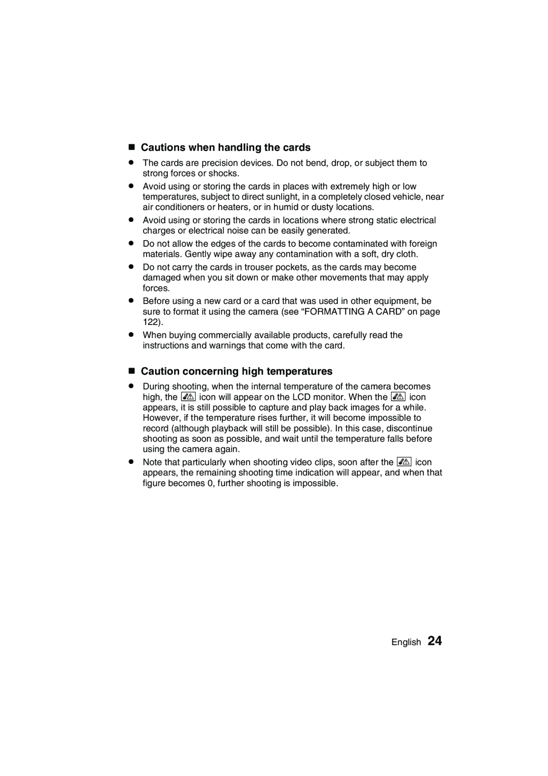 Sanyo VPC-C1EX instruction manual 5A5CPQDQQMi Cautions when handling the cards!# 