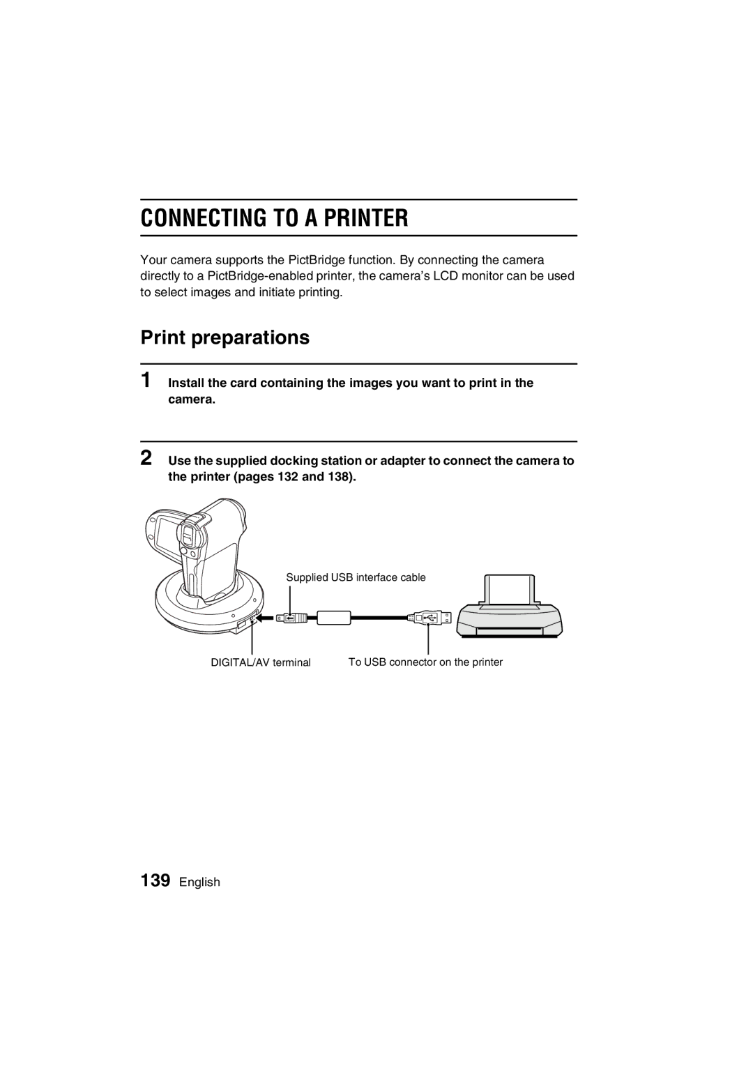 Sanyo VPC-C1 instruction manual Connecting to a Printer, Print preparations 