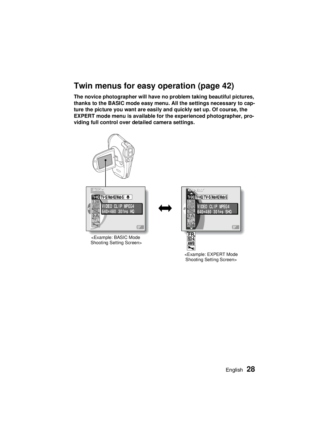 Sanyo VPC-C1 instruction manual Twin menus for easy operation 