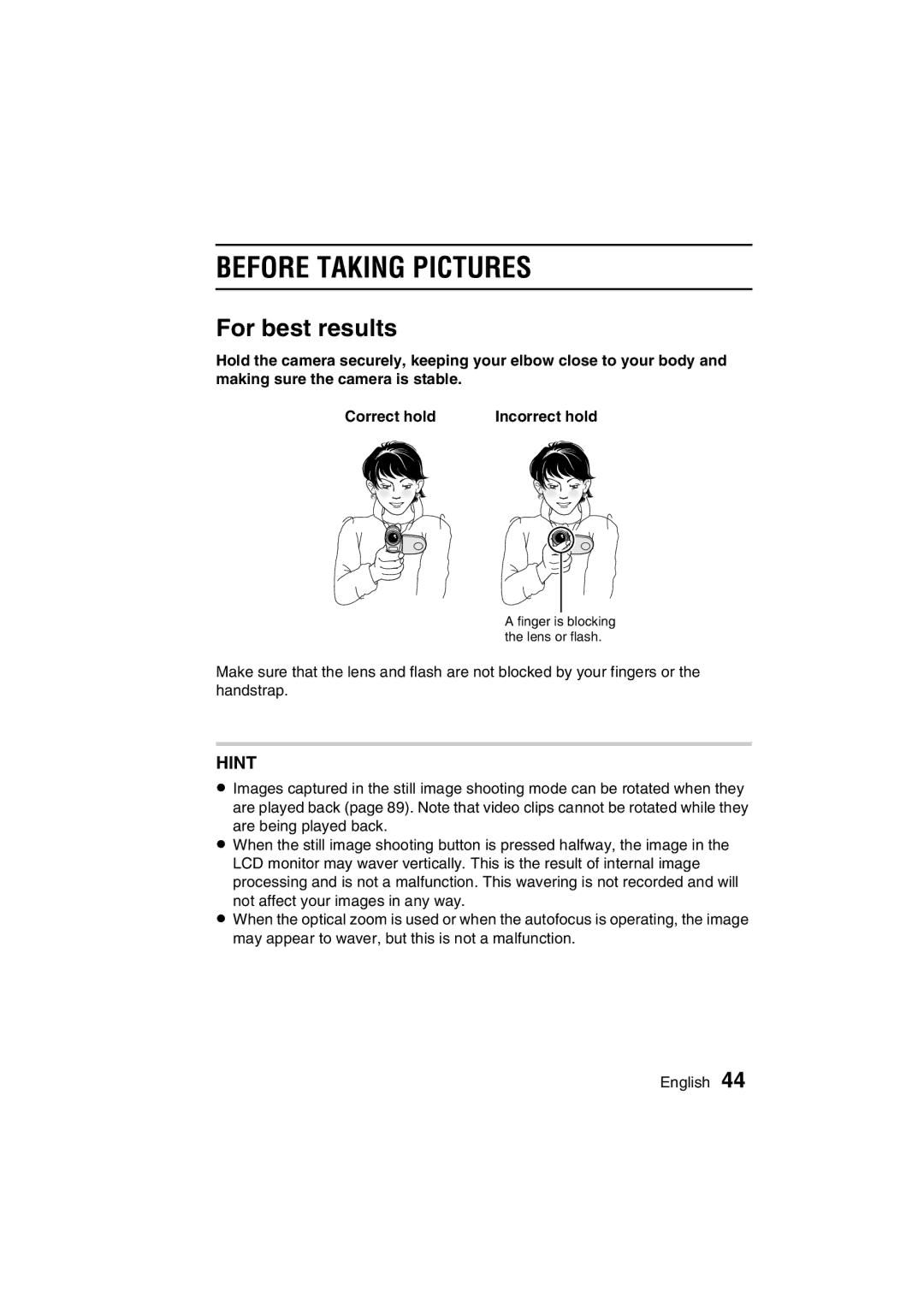 Sanyo VPC-C1 instruction manual Before Taking Pictures, For best results 