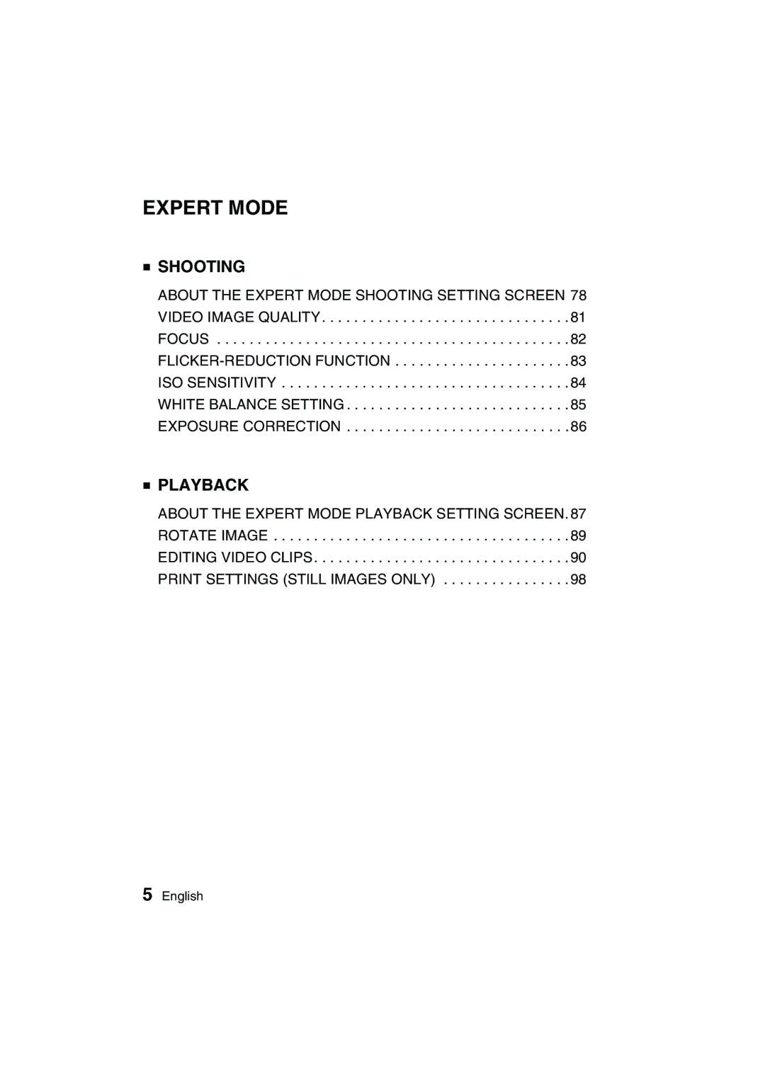 Sanyo VPC-C1 instruction manual Expert Mode 