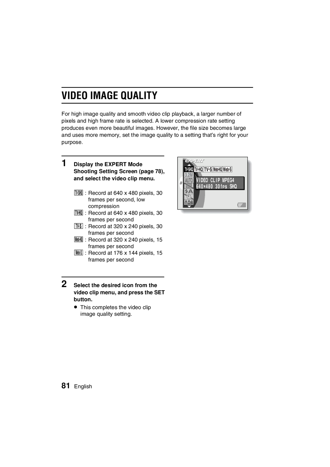 Sanyo VPC-C1 instruction manual Video Image Quality 