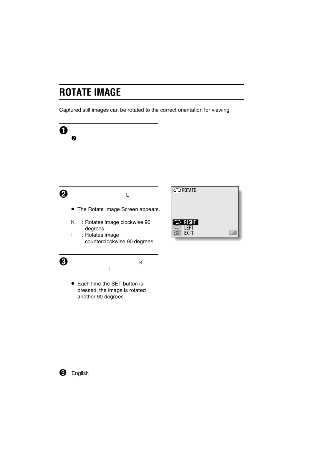 Sanyo VPC-C1 instruction manual Rotate Image 