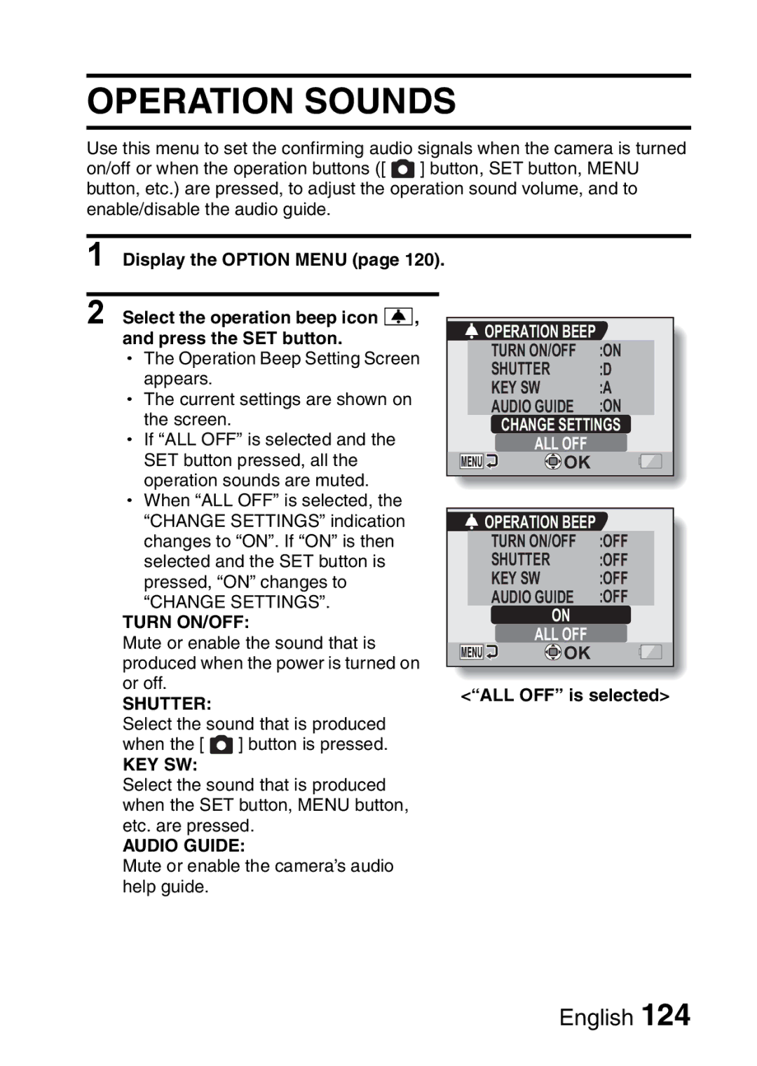 Sanyo VPC-CA65GX, VPC-CA65EX instruction manual Operation Sounds, Operation Beep 