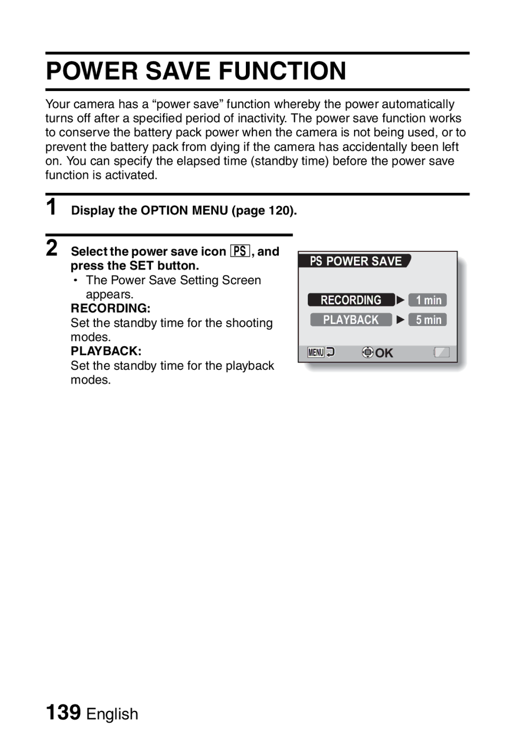 Sanyo VPC-CA65EX, VPC-CA65GX instruction manual Power Save Function, Recording, Playback, PS Power Save 