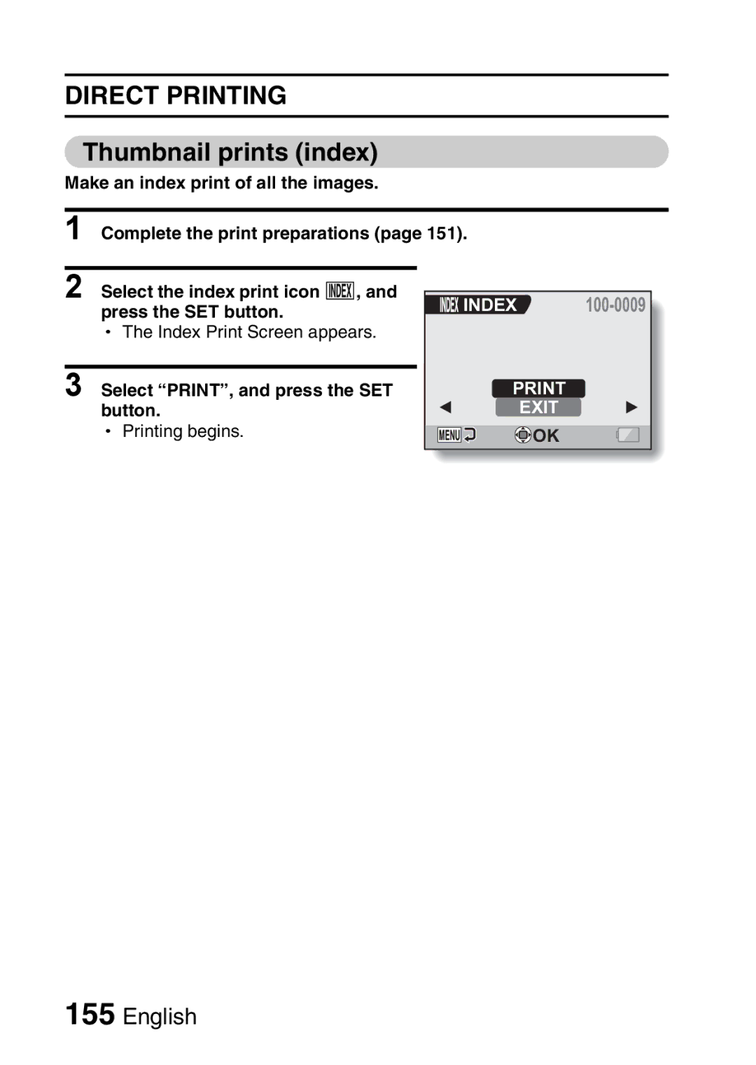 Sanyo VPC-CA65EX, VPC-CA65GX instruction manual Thumbnail prints index, Print Exit 