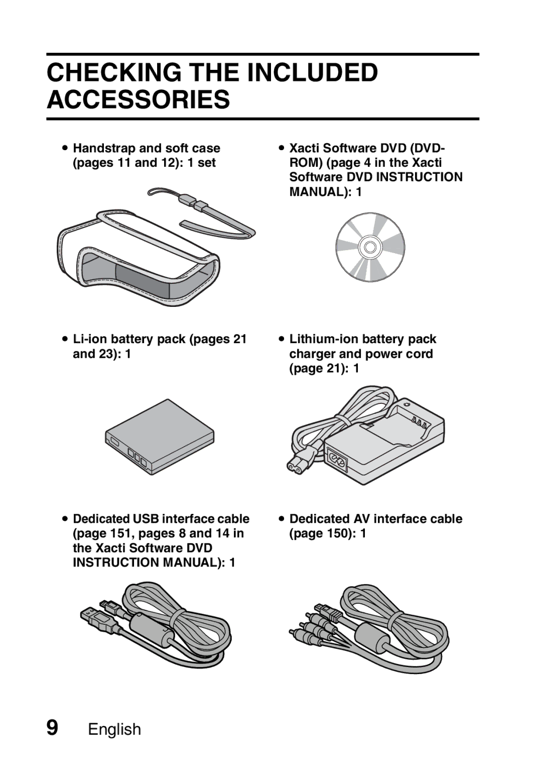 Sanyo VPC-CA65EX, VPC-CA65GX instruction manual Checking the Included Accessories, Manual 