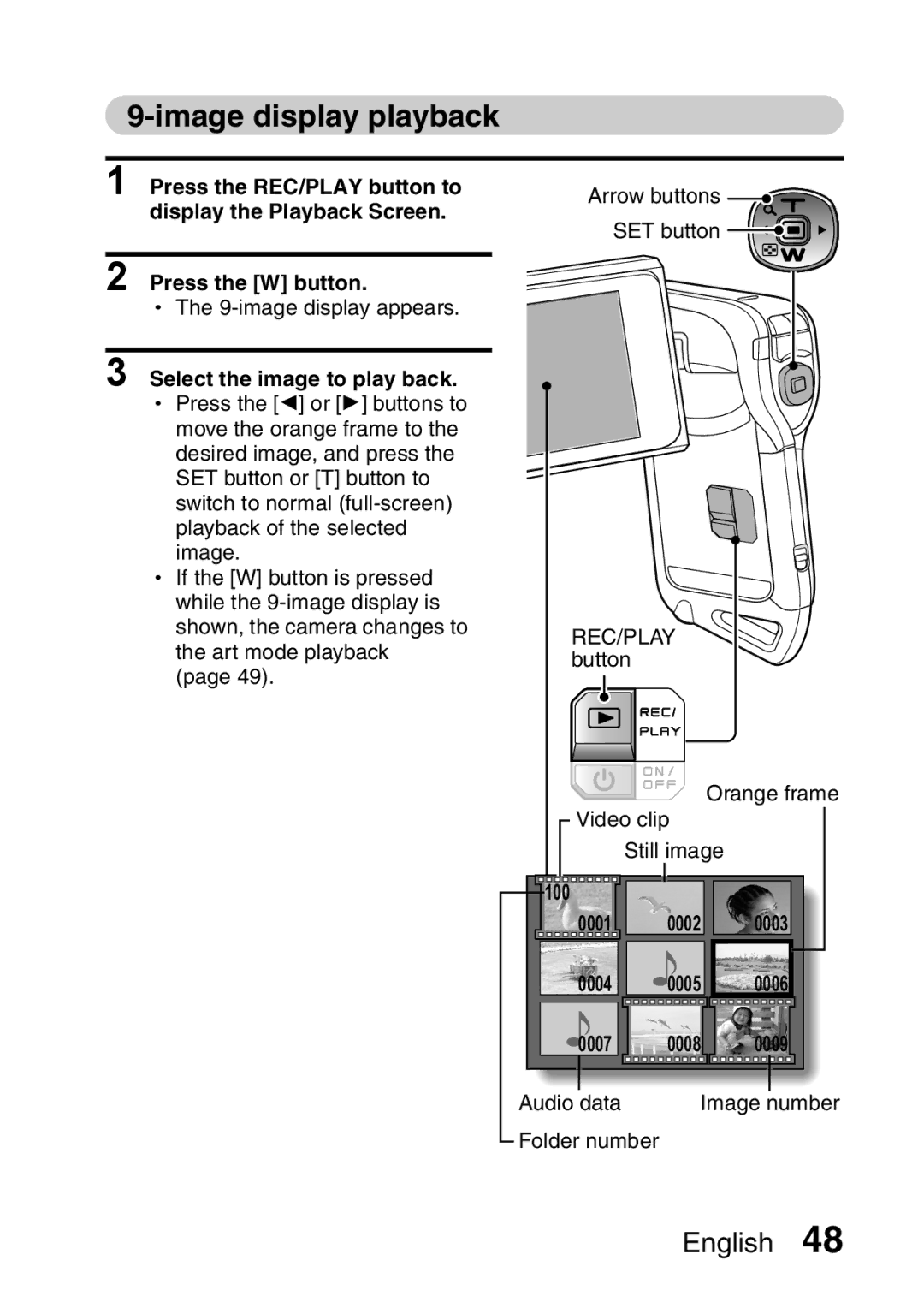 Sanyo VPC-CA65GX, VPC-CA65EX instruction manual Image display playback, Select the image to play back 