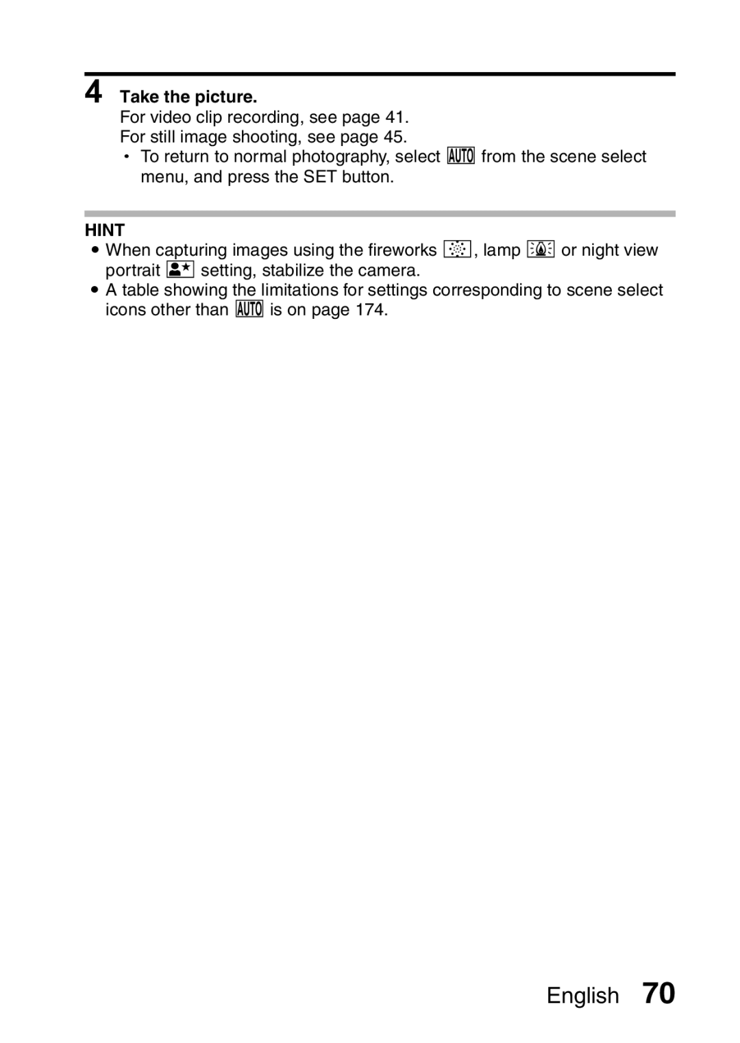 Sanyo VPC-CA65GX, VPC-CA65EX instruction manual Hint 