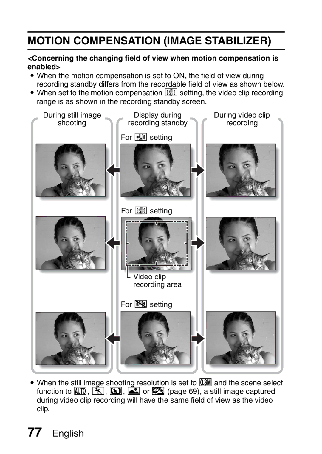 Sanyo VPC-CA65EX, VPC-CA65GX instruction manual Motion Compensation Image Stabilizer 