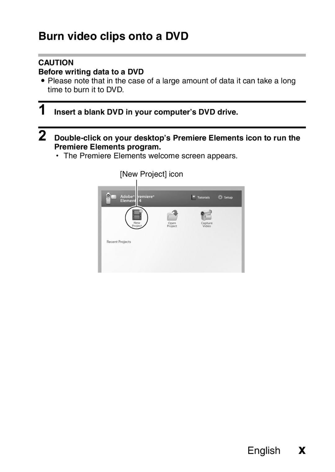 Sanyo VPC-CA8EX, VPC-CA8GX instruction manual Burn video clips onto a DVD, Before writing data to a DVD 