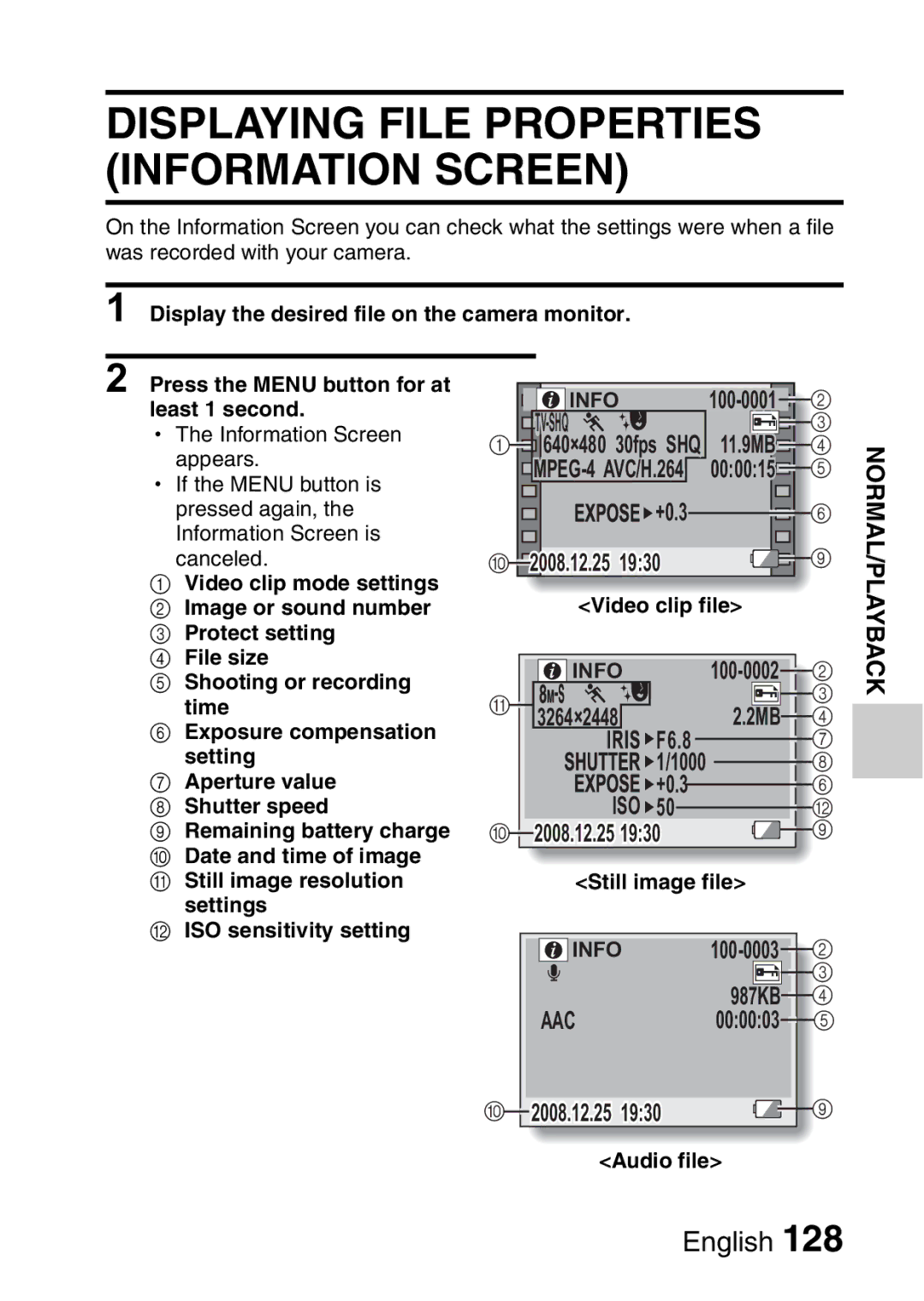 Sanyo VPC-CA8GX Least 1 second, Shooting or recording, Exposure compensation, Setting, Aperture value, Shutter speed 