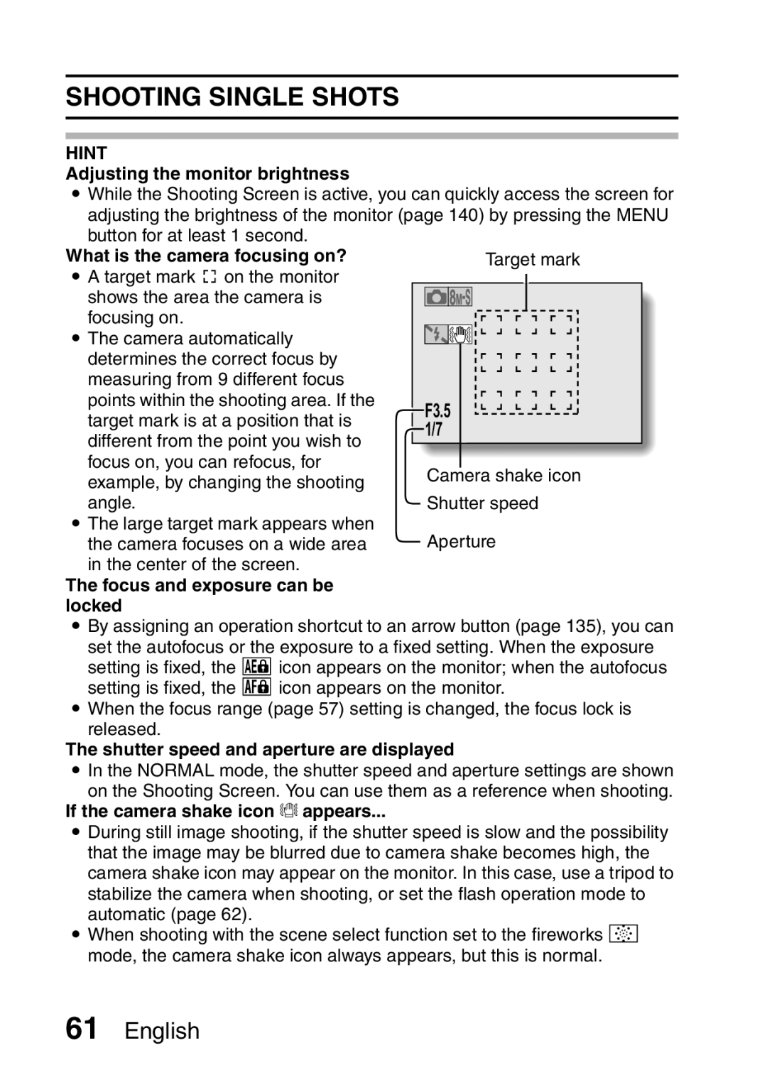 Sanyo VPC-CA8EX, VPC-CA8GX instruction manual Shooting Single Shots 